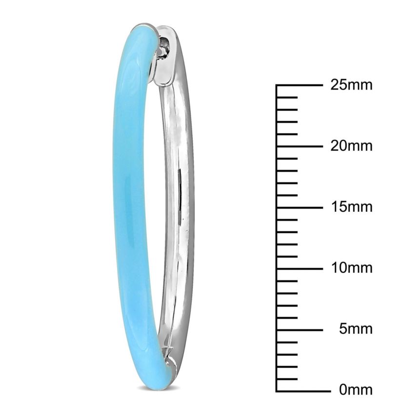 Light Blue Enamel Hoop Earrings in Sterling Silver