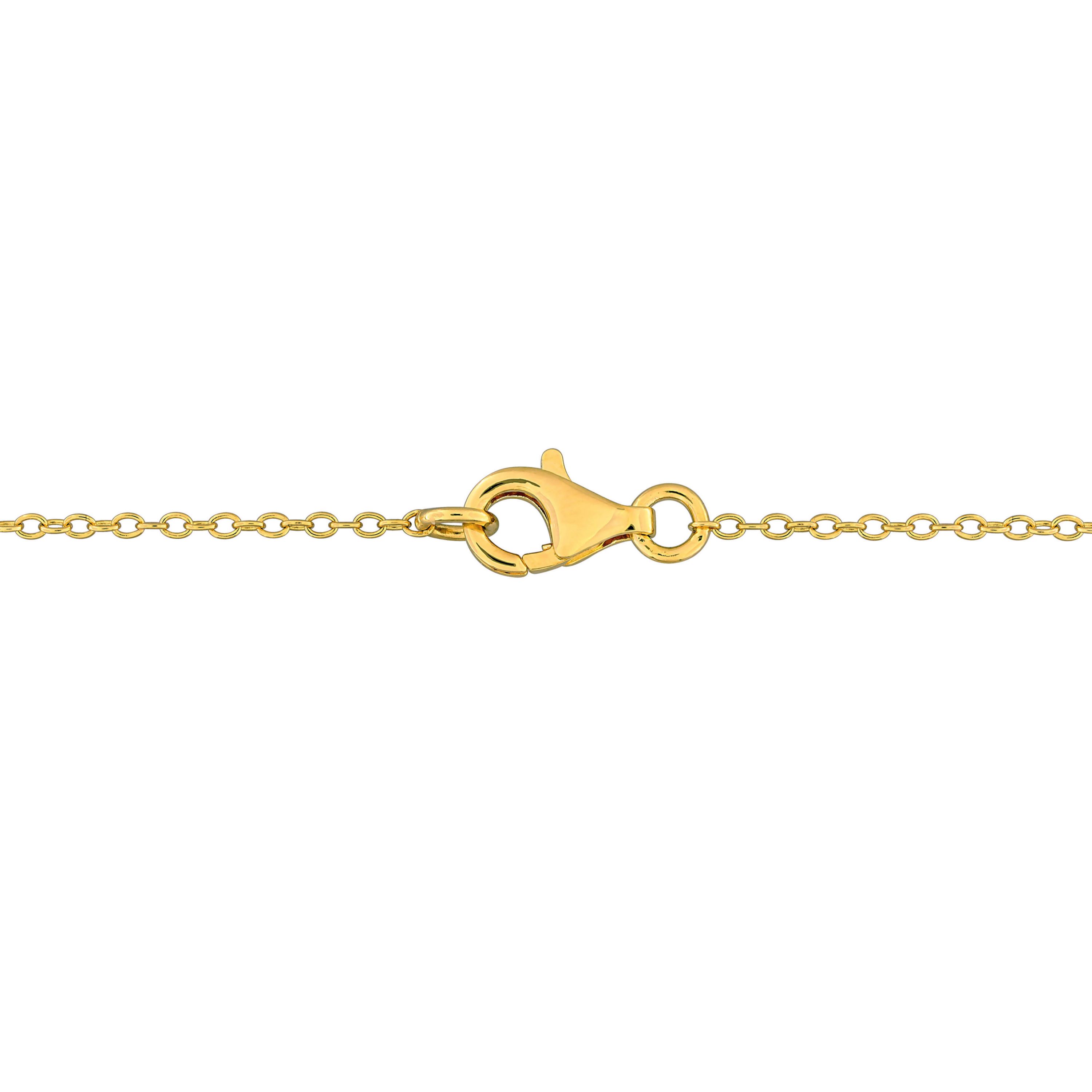 Lab Created Created Moissanite with Blue Enamel Solitaire Halo Necklace in Yellow Plated Sterling Silver, 17"