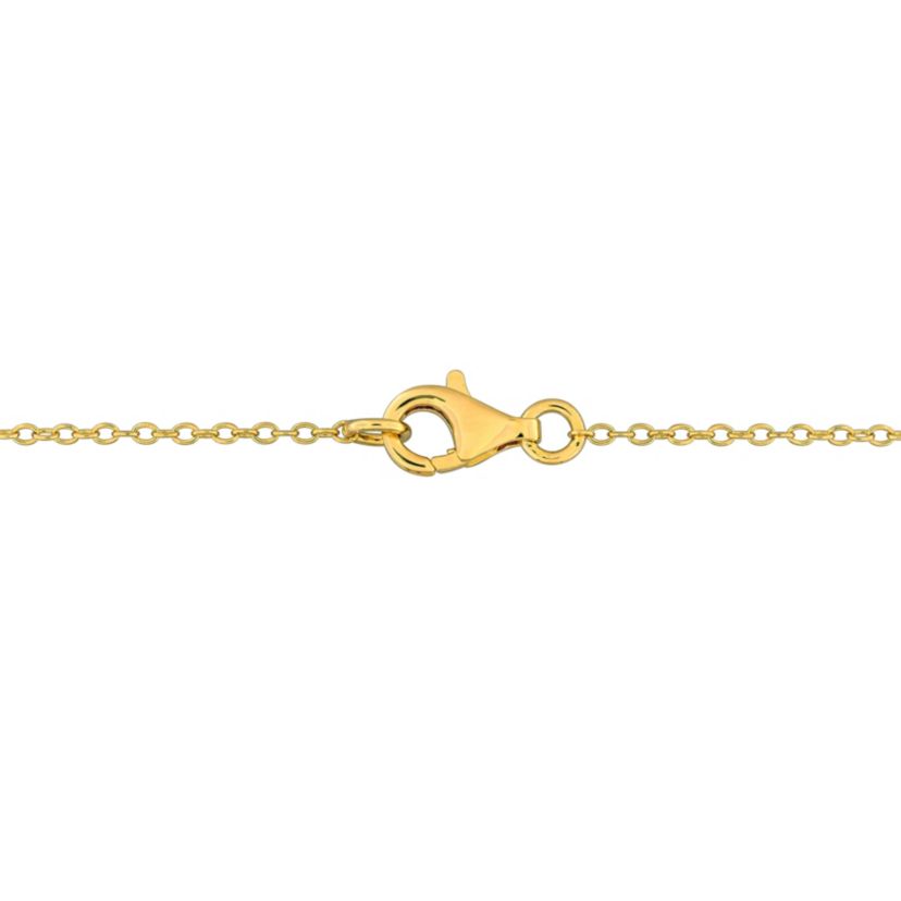Lab Created Created Moissanite with Blue Enamel Solitaire Halo Necklace in Yellow Plated Sterling Silver, 17"