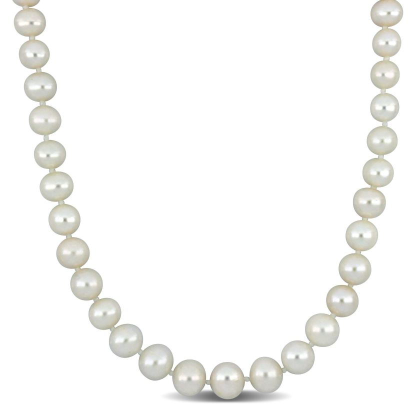 5-9MM Graduated Freshwater Cultured Pearl Strand Necklace with Sterling Silver Clasp, 19"