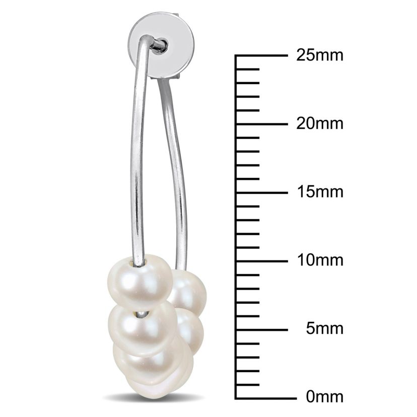 3.5-4.5MM Freshwater Cultured Pearl Hoop Earrings in Sterling Silver