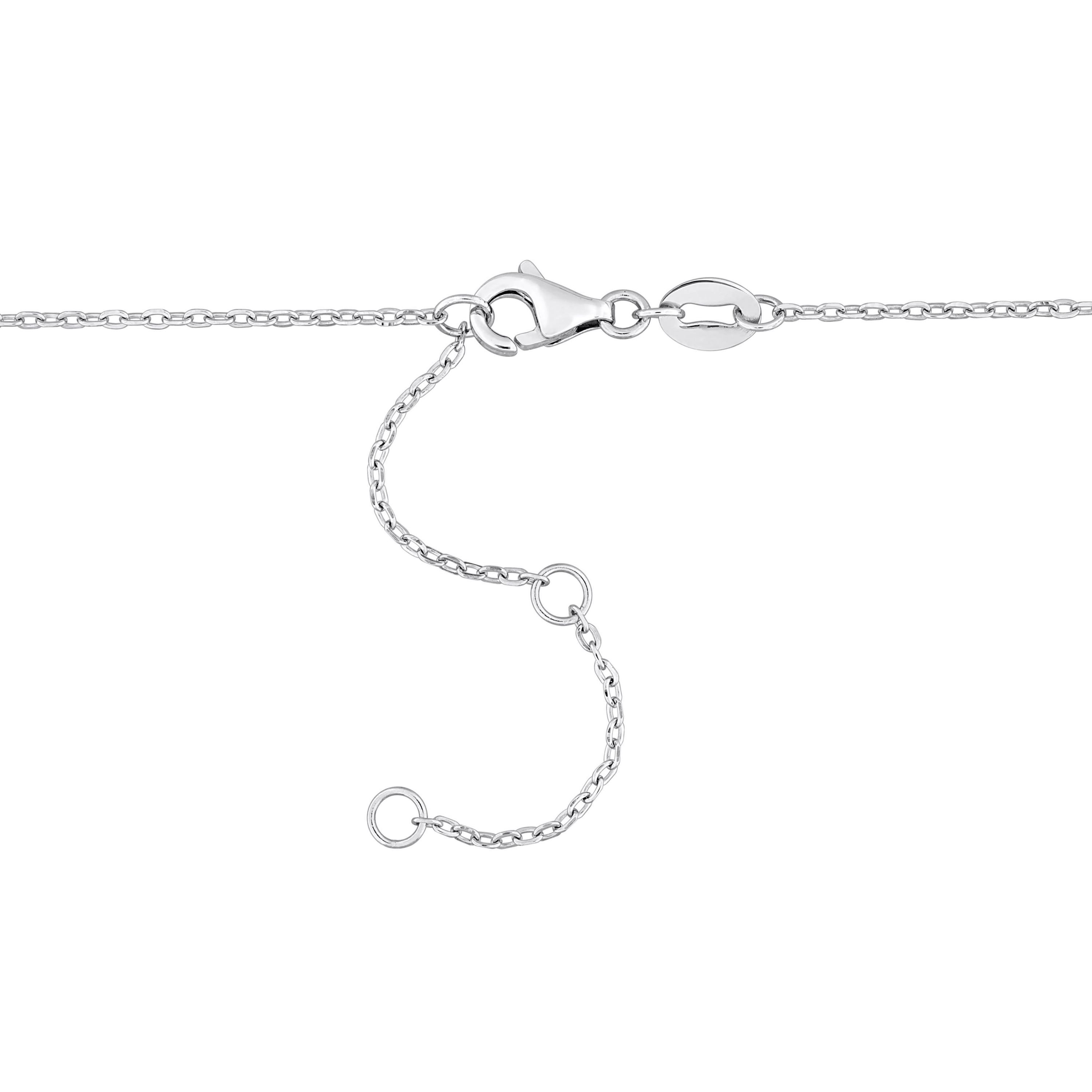 Amethyst Bead Necklace in Sterling Silver, 16.5"+2"