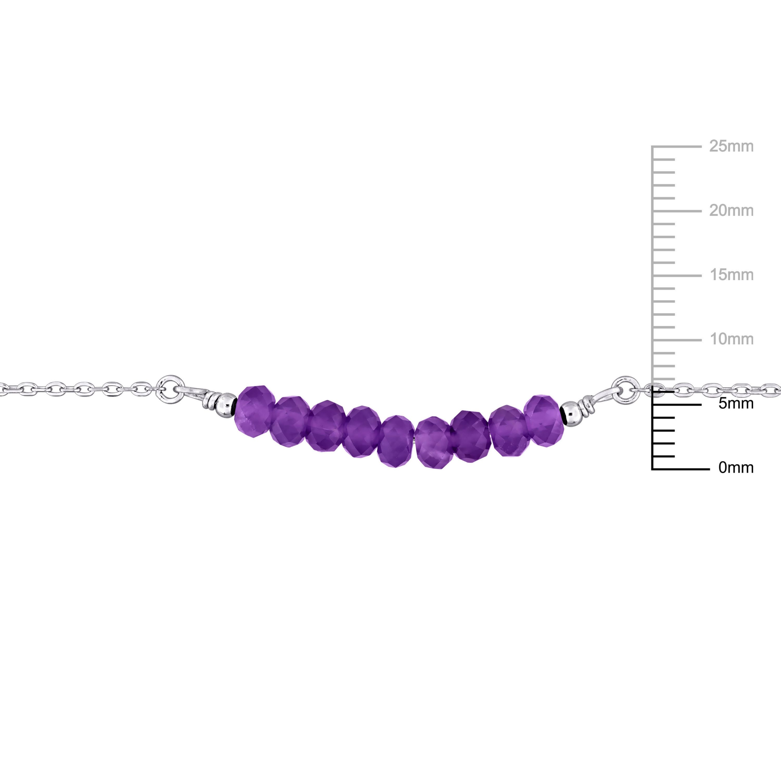 Amethyst Bead Necklace in Sterling Silver, 16.5"+2"