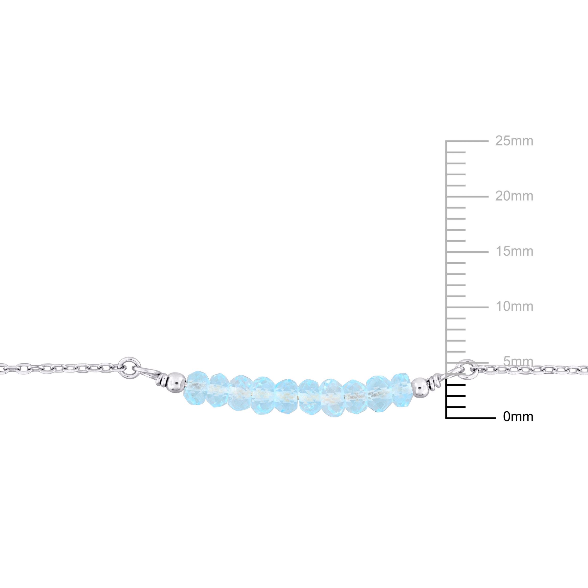 Sky Blue Topaz Bead Bracelet in Sterling Silver, 7"+2"