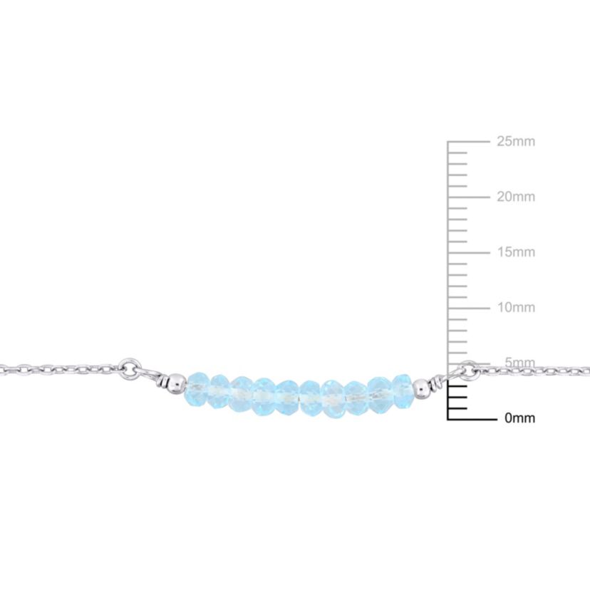 Sky Blue Topaz Bead Bracelet in Sterling Silver, 7"+2"