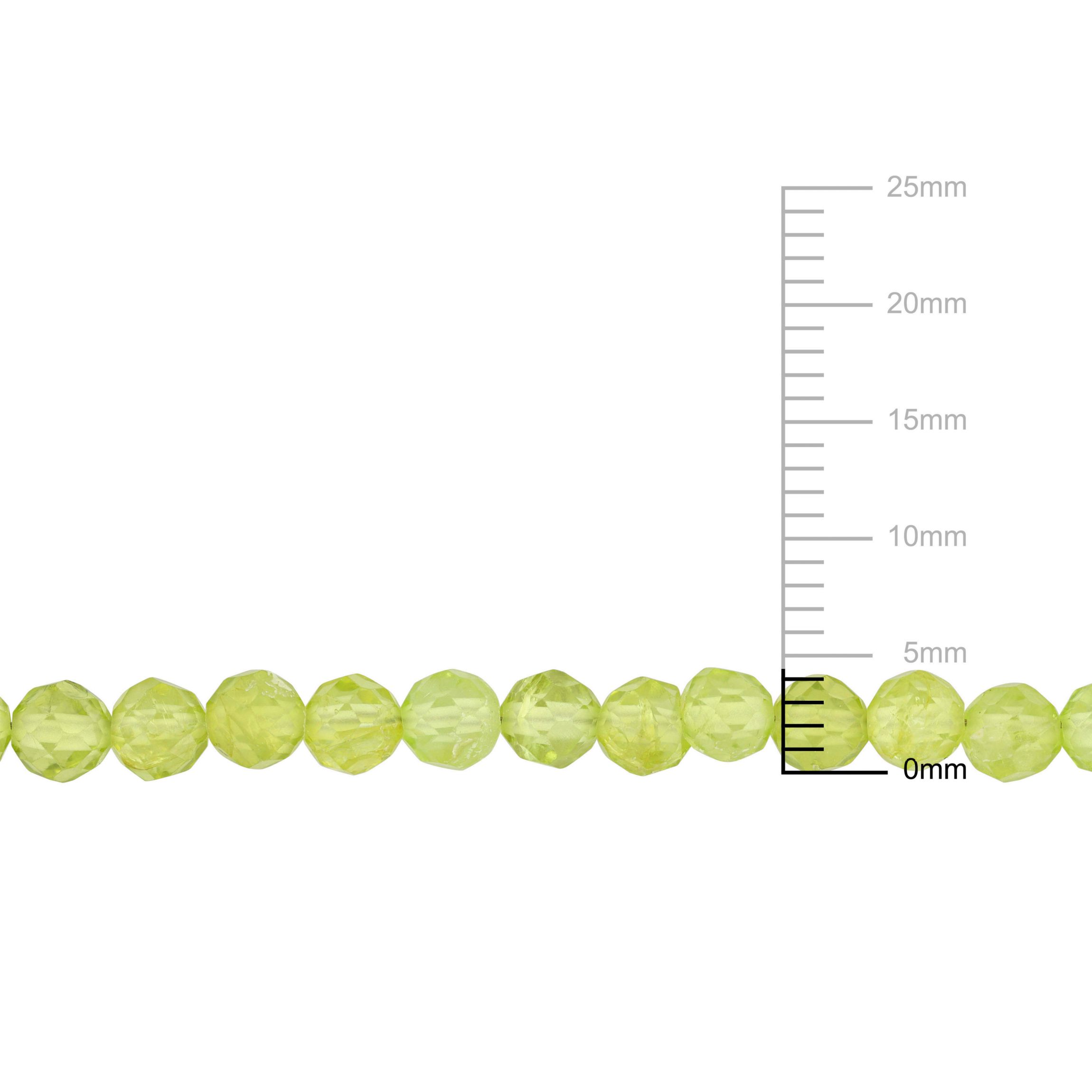 Peridot Beaded Bracelet in Yellow Plated Sterling Silver, 7.25"+1"
