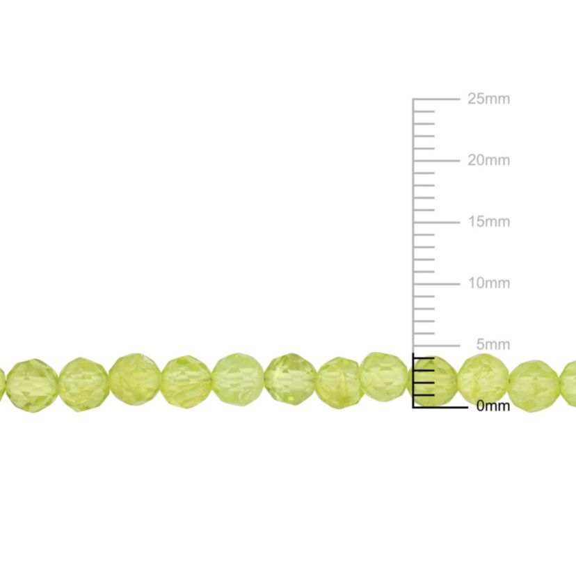 Peridot Beaded Bracelet in Yellow Plated Sterling Silver, 7.25"+1"