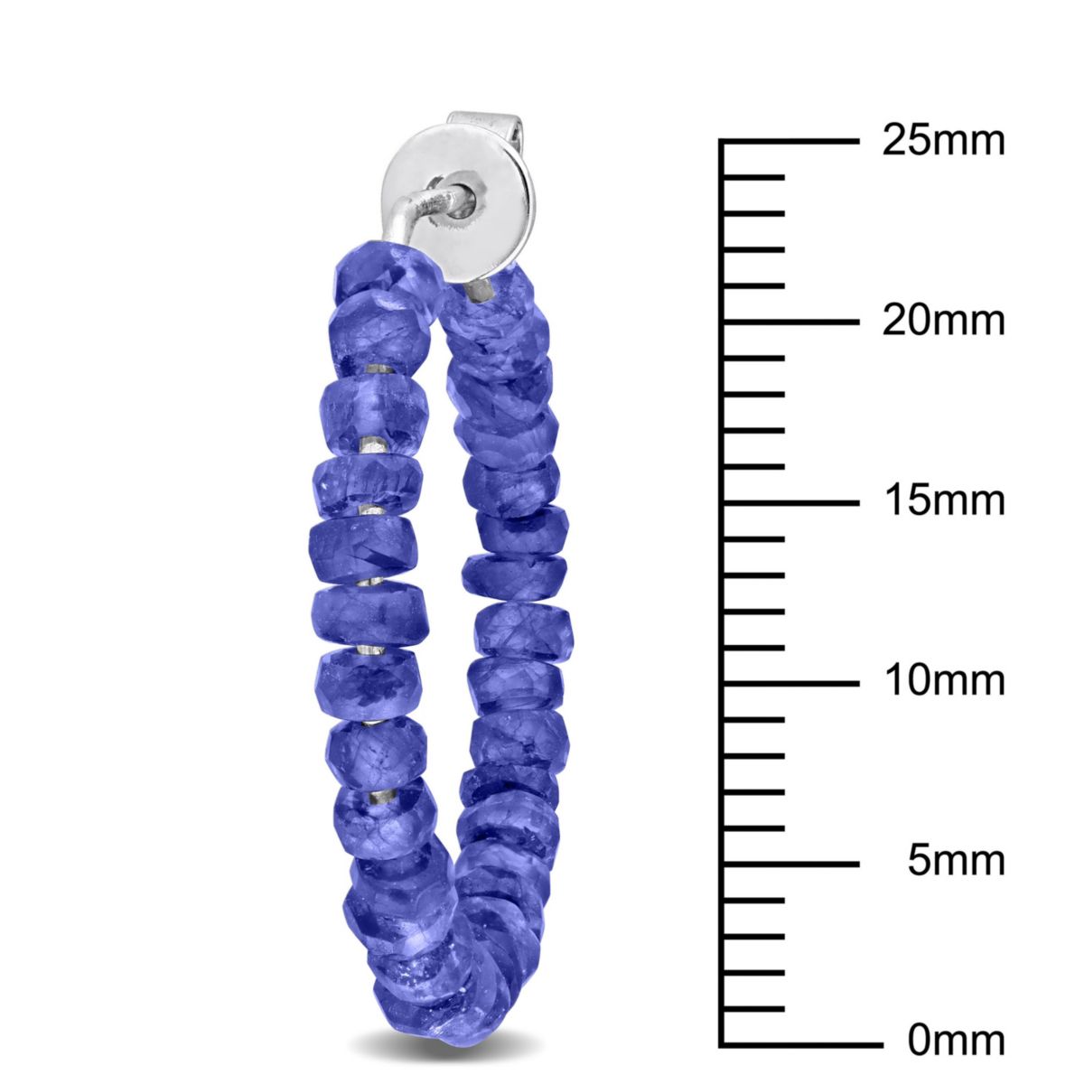 Blue Sapphire Beaded Hoop Earrings in Sterling Silver