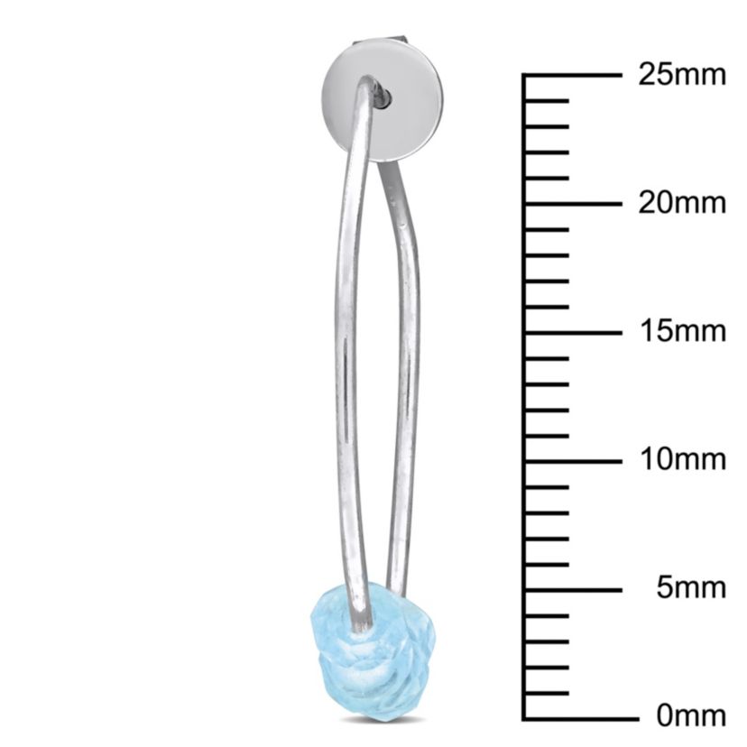 Sky Blue Topaz Bead Hoop Earrings in Sterling Silver