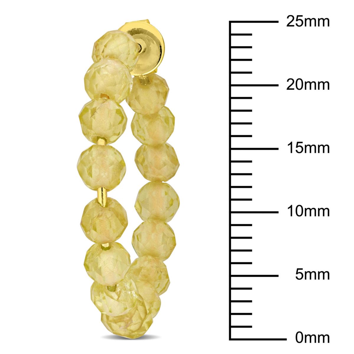 Citrine Bead Hoop Earrings in Yellow Plated Sterling Silver