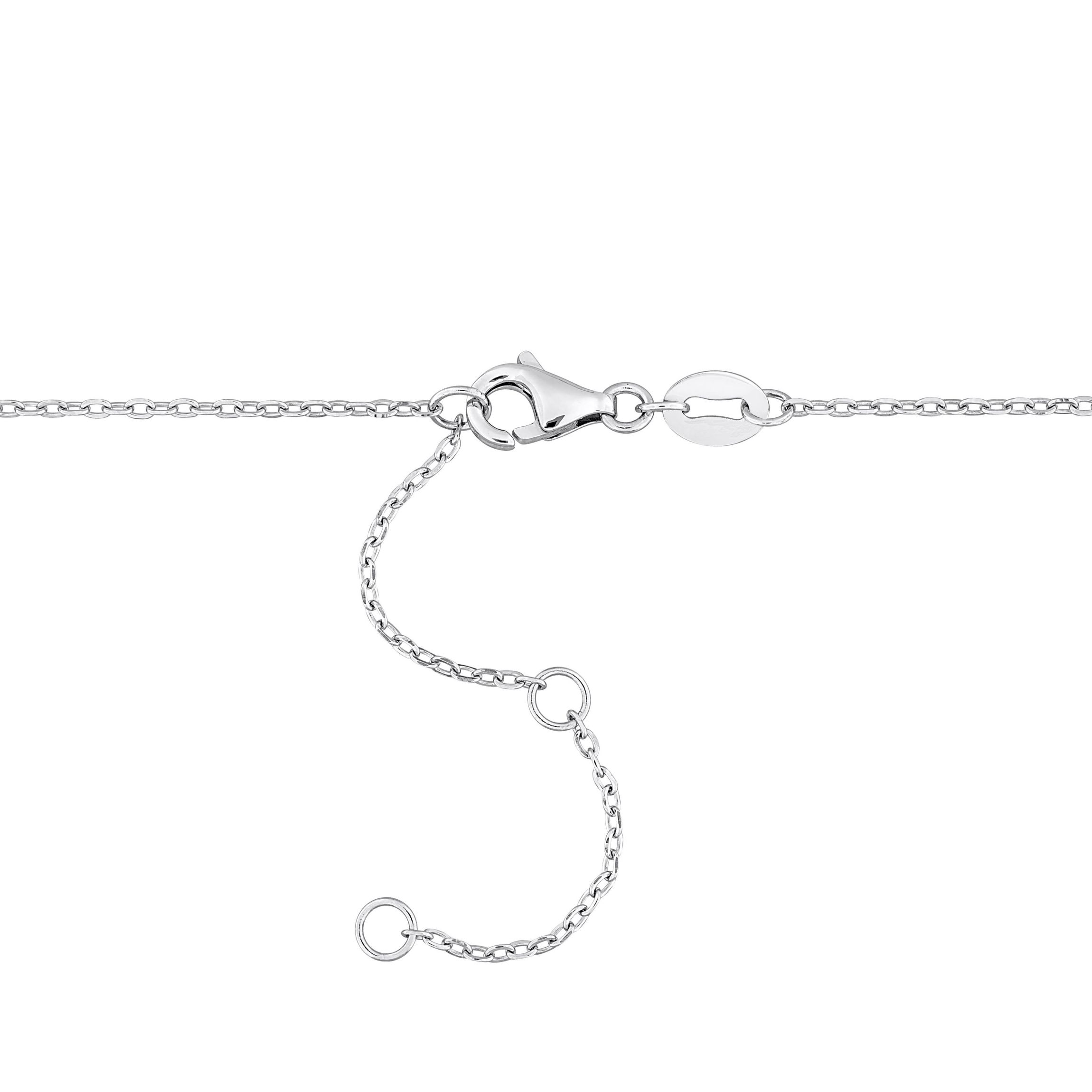 Blue Sapphire Bead Necklace in Sterling Silver, 16.5"+2"