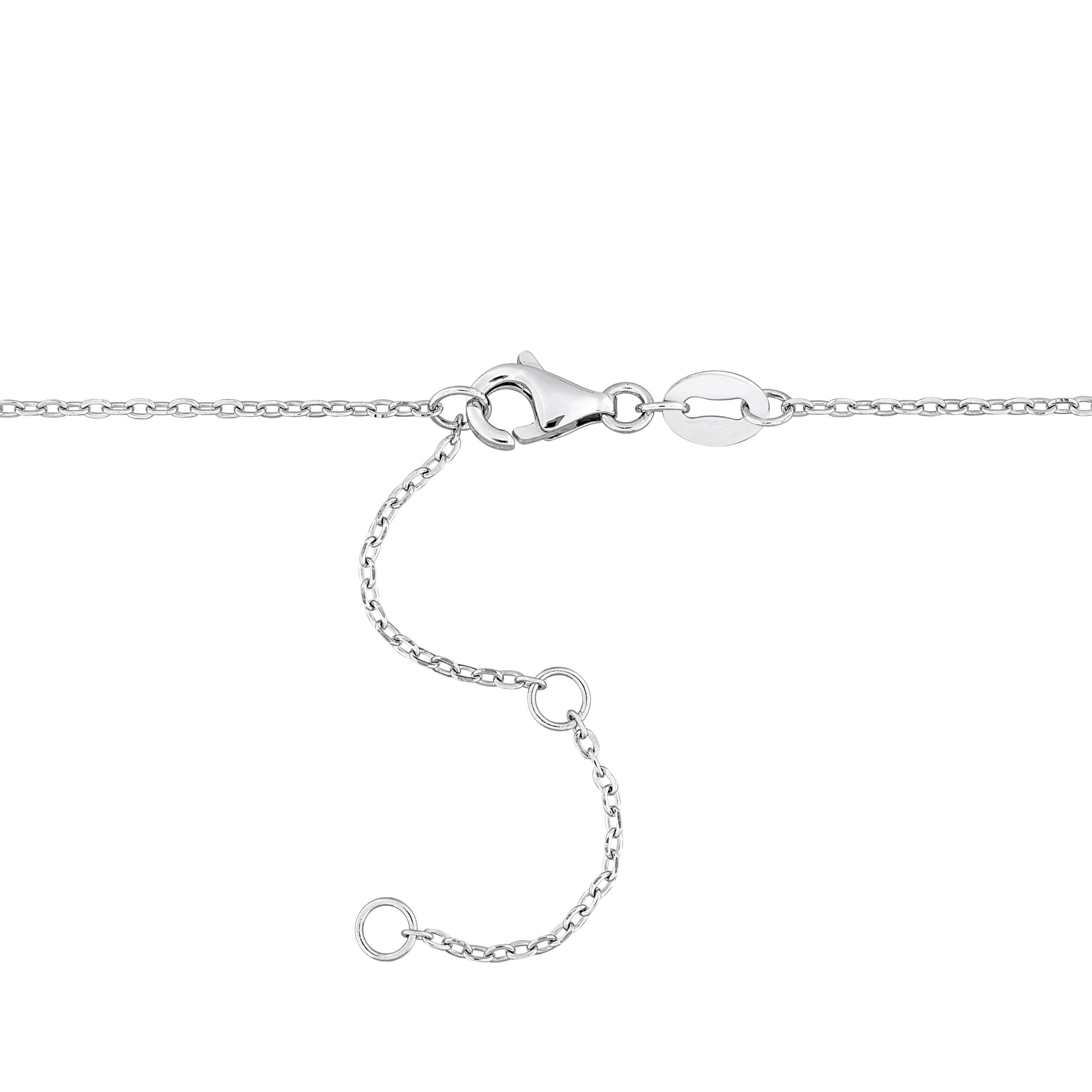 Blue Topaz Bead Necklace in Sterling Silver, 16.5"+2"