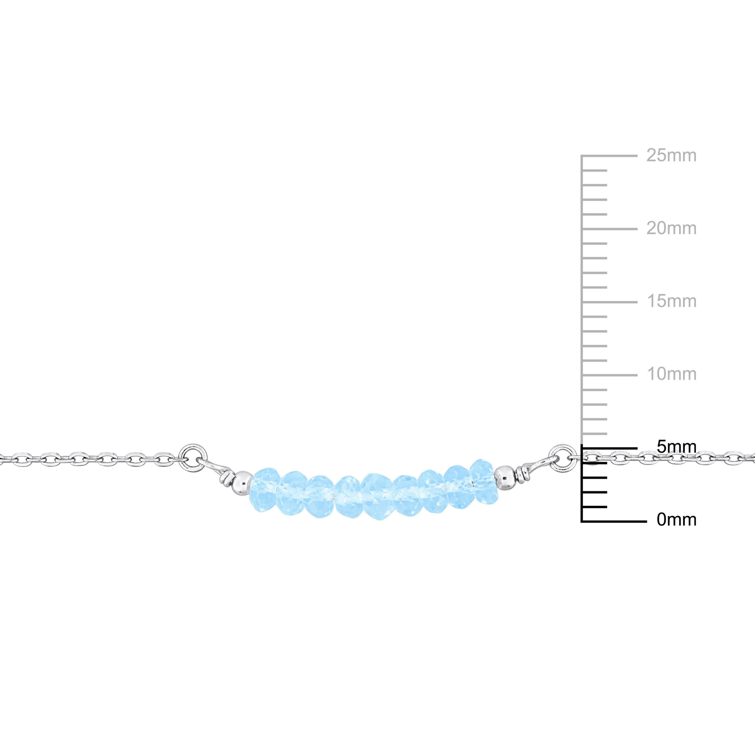 Blue Topaz Bead Necklace in Sterling Silver, 16.5"+2"