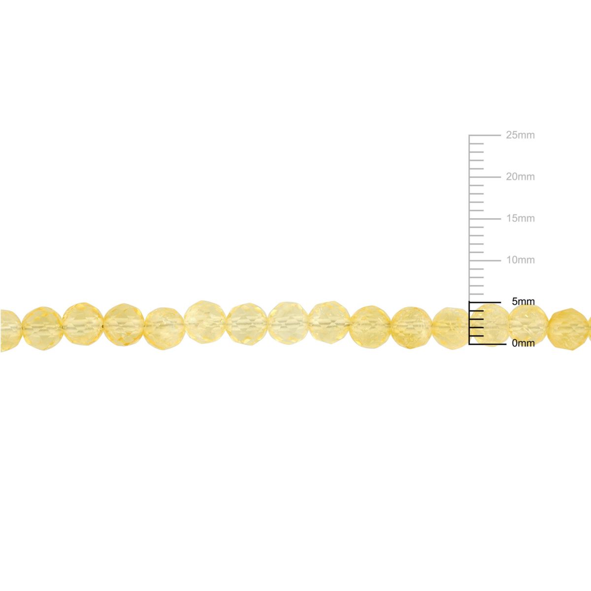 Citrine Beaded Necklace in Yellow Plated Sterling Silver, 17"+2"