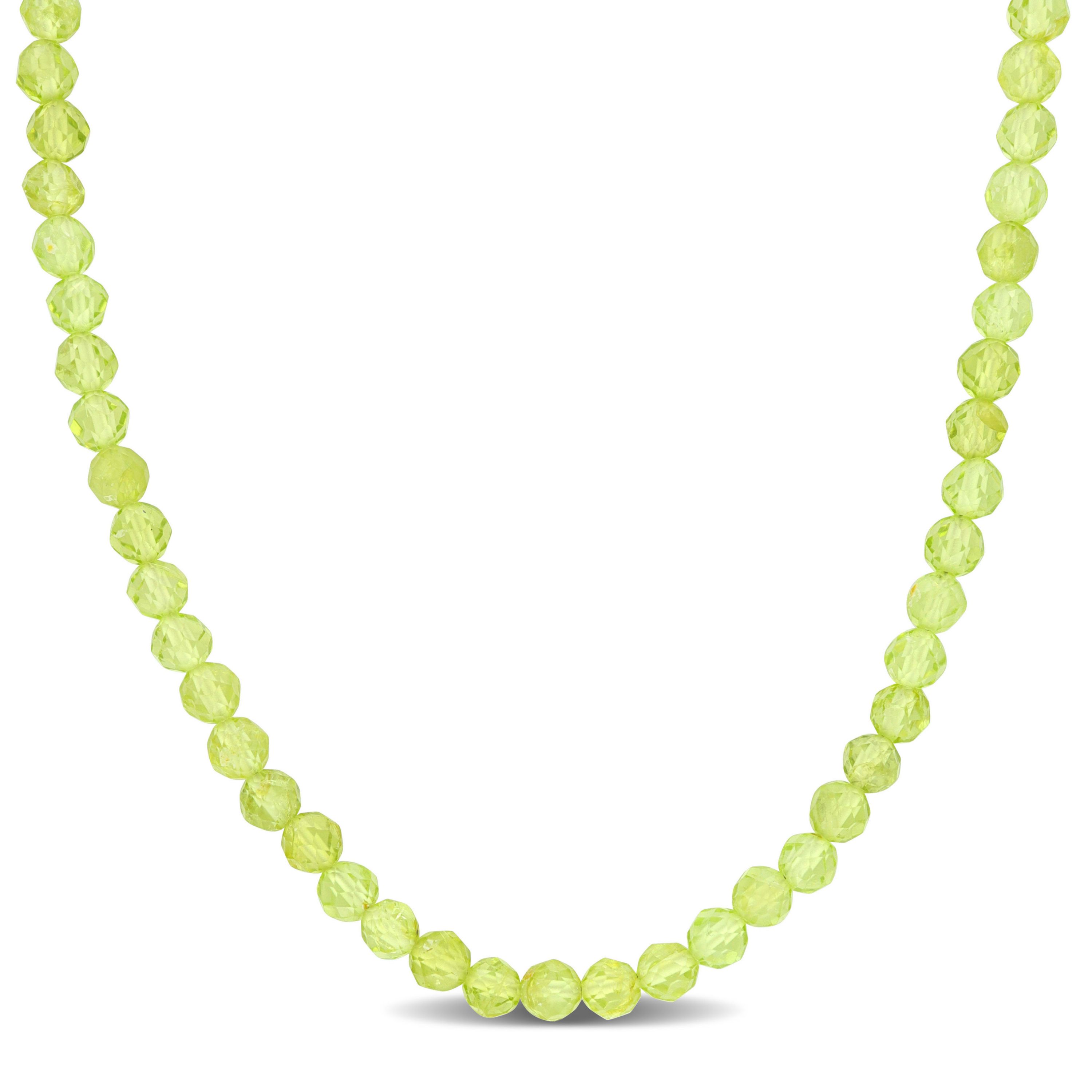 Peridot Beaded Necklace in Yellow Plated Sterling Silver, 17"+2"