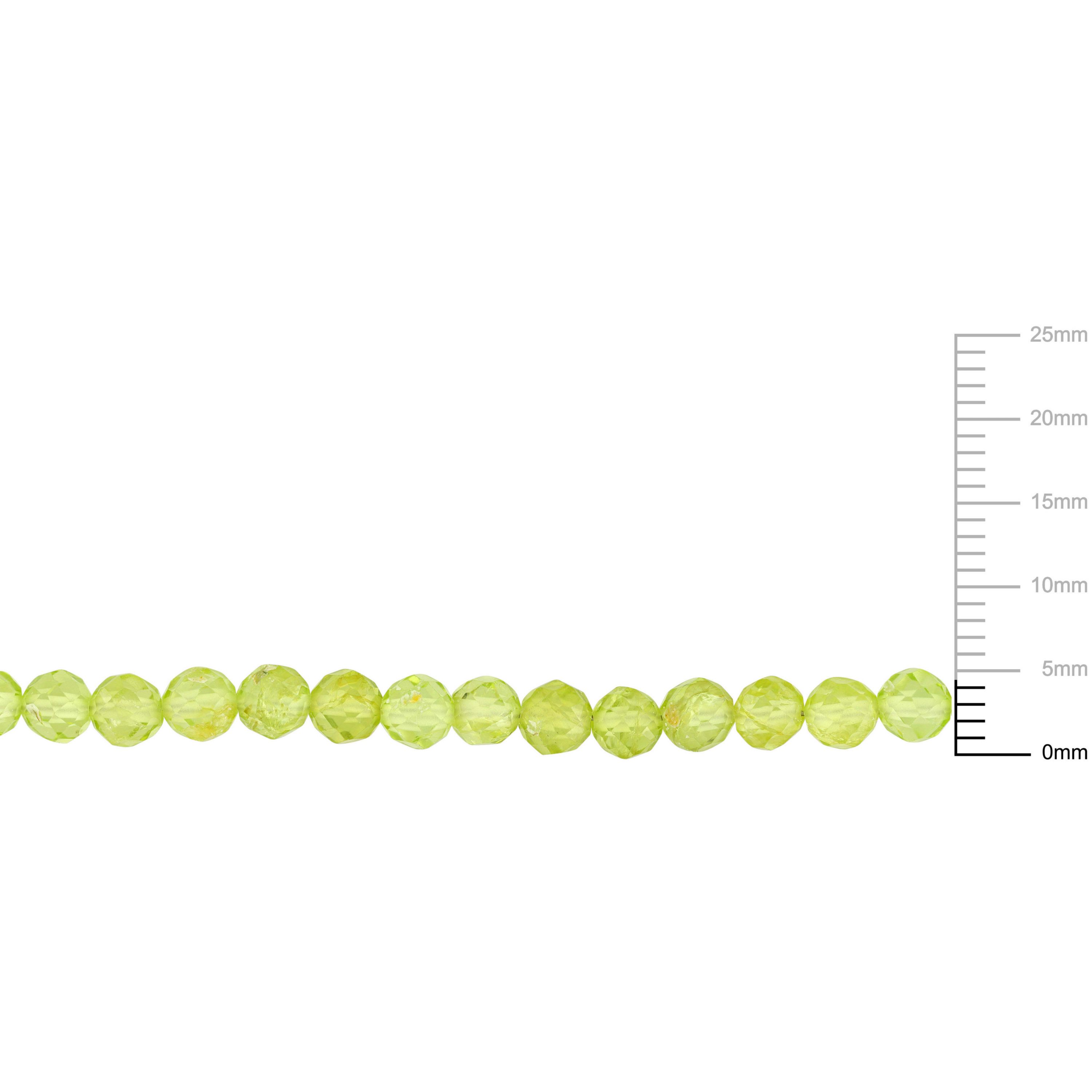 Peridot Beaded Necklace in Yellow Plated Sterling Silver, 17"+2"