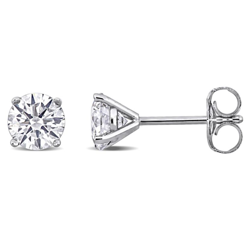 Lab Created 1 ct. t.w. Lab Grown Diamond Martini Style Solitaire Stud Earrings in 14K White Gold