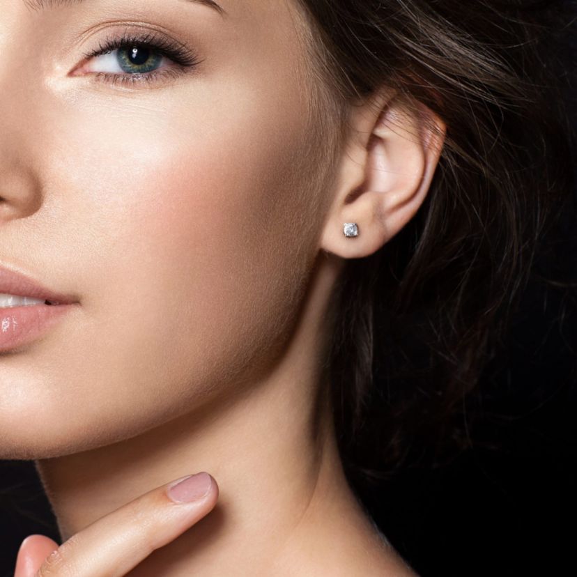 Lab Created 1 ct. t.w. Lab Grown Diamond Martini Style Solitaire Stud Earrings in 14K White Gold