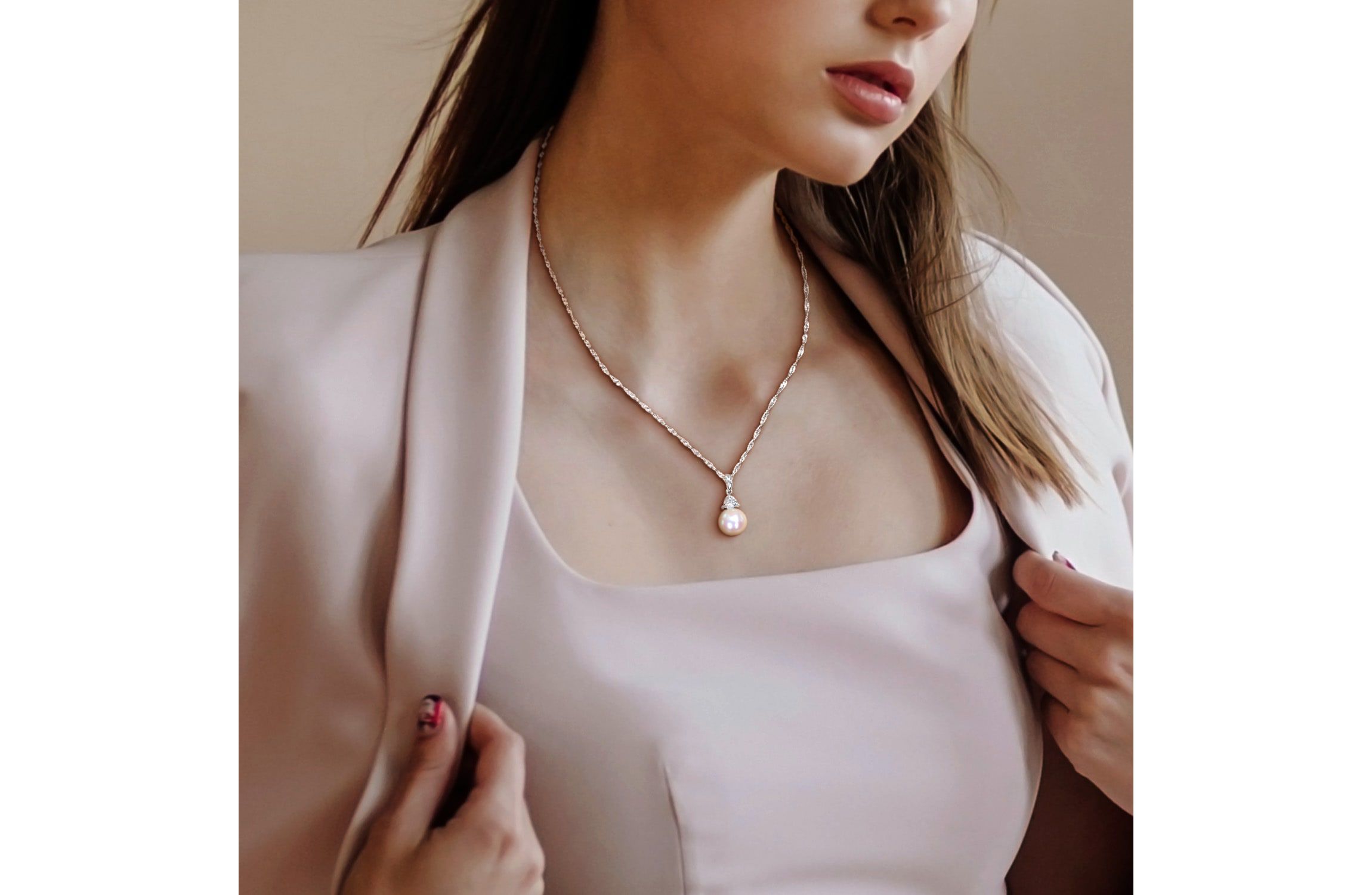 Lab Created Freshwater Cultured Pearl and Created White Sapphire Pendant with Chain in 10K White Gold