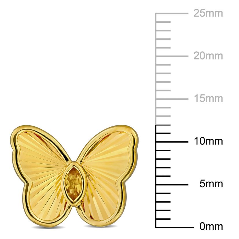 Citrine Butterfly Stud Earrings in Yellow Plated Sterling Silver