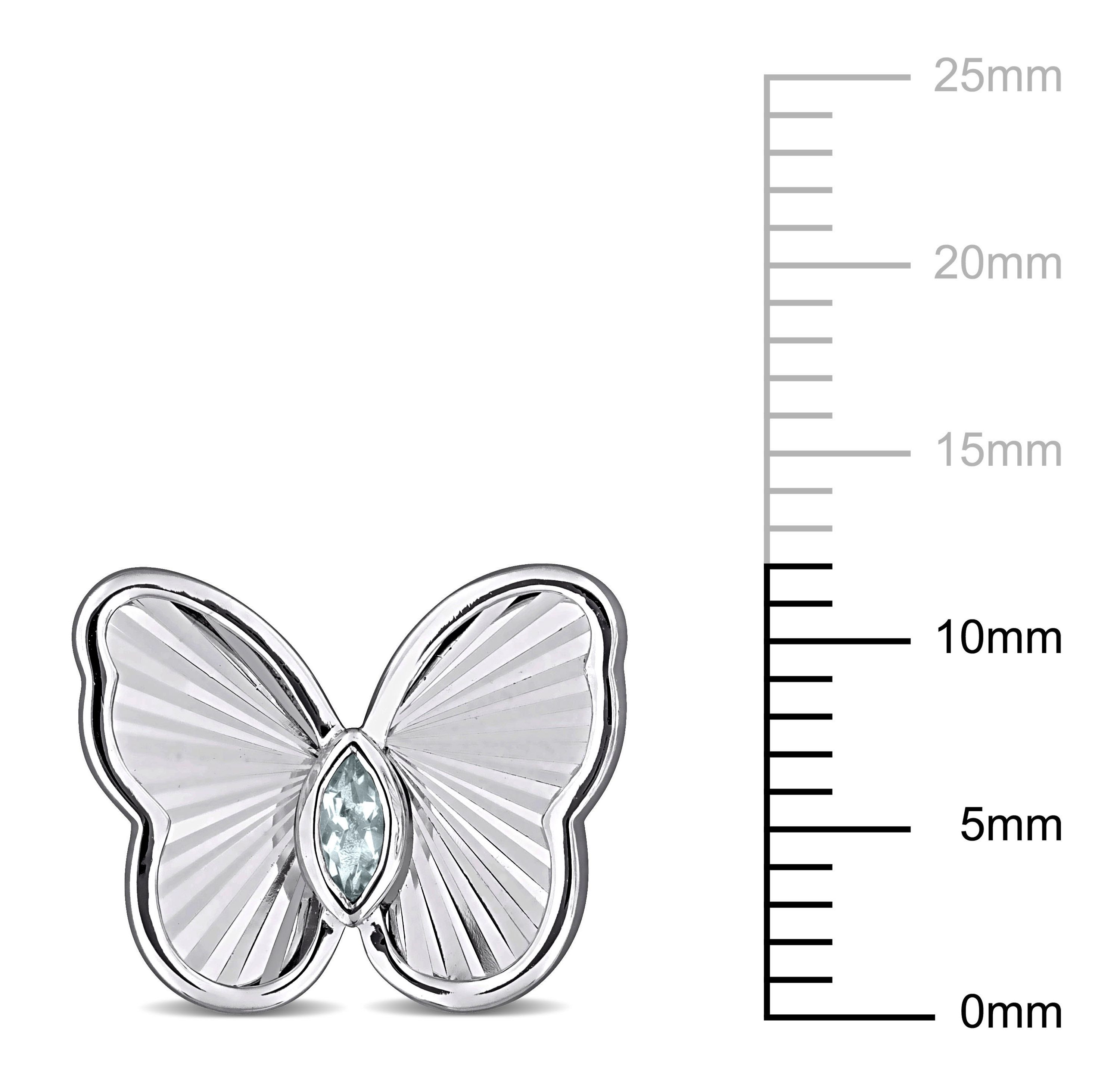 Aquamarine Butterfly Stud Earrings in Sterling Silver