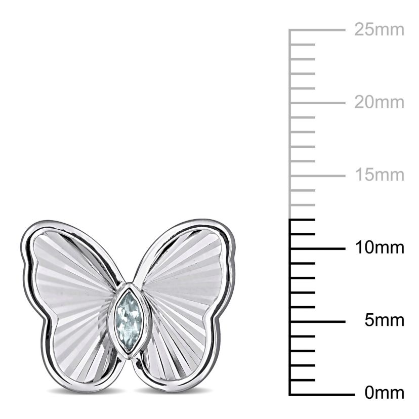 Aquamarine Butterfly Stud Earrings in Sterling Silver