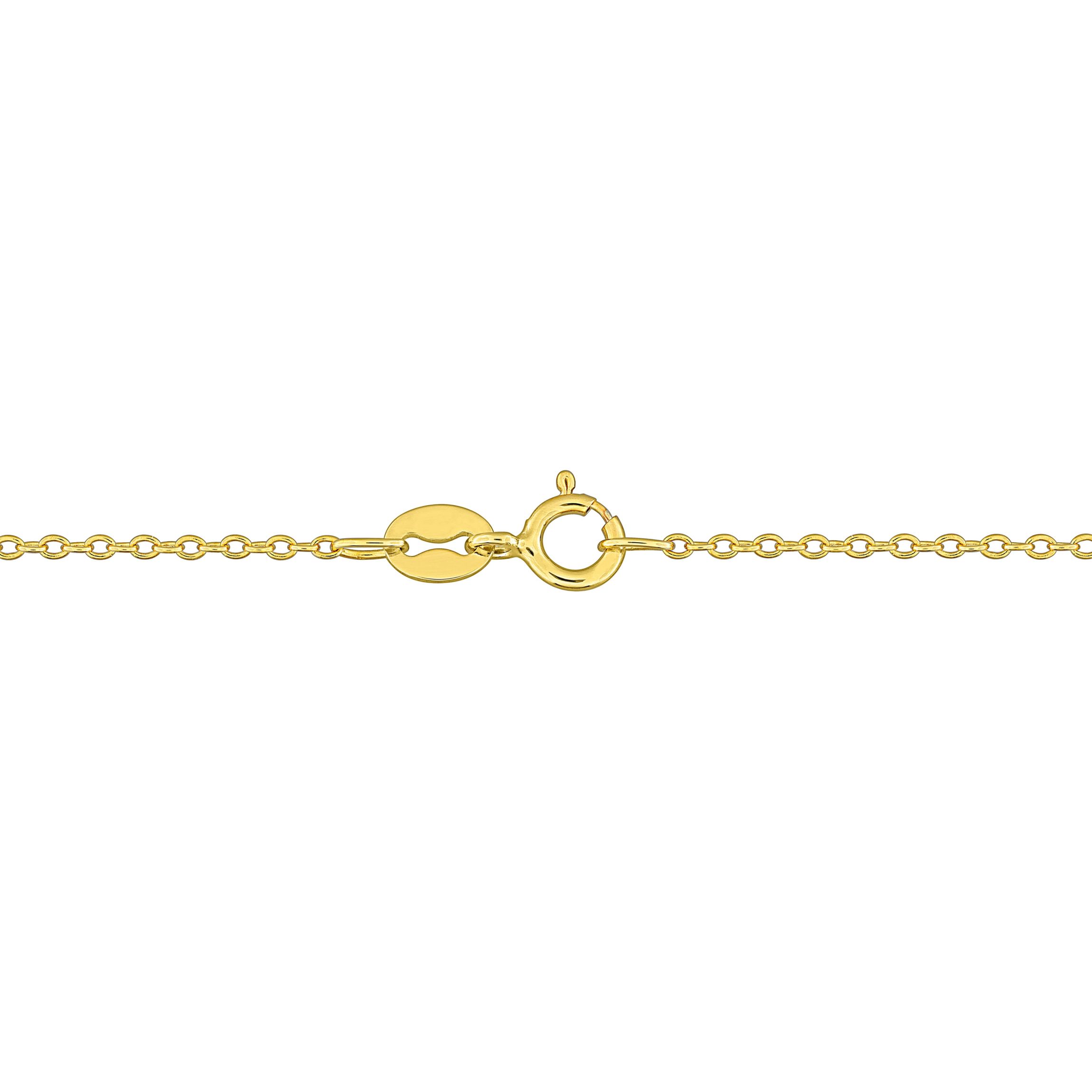 Lab Created Created Emerald Butterfly Necklace in Yellow Plated Sterling Silver, 17"