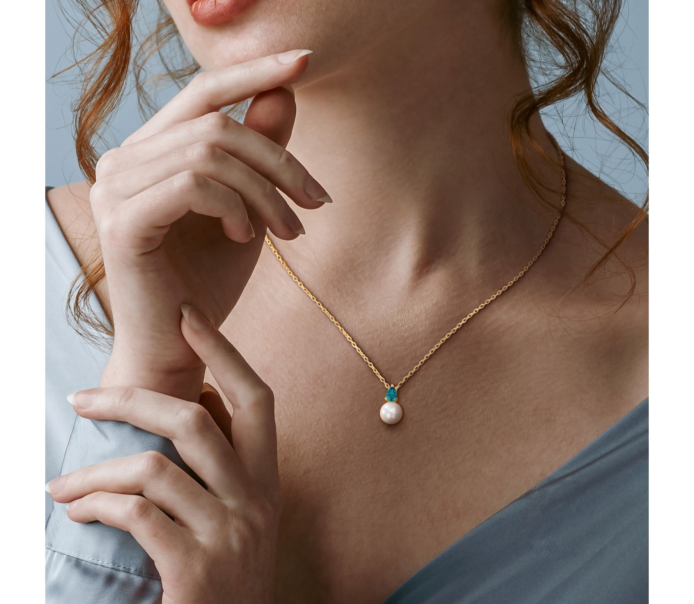 2-Pc Set of Freshwater Cultured Pearl and Created Alexandrite Stud Earrings and Pendant with Chain in Yellow Plated Sterling Silver