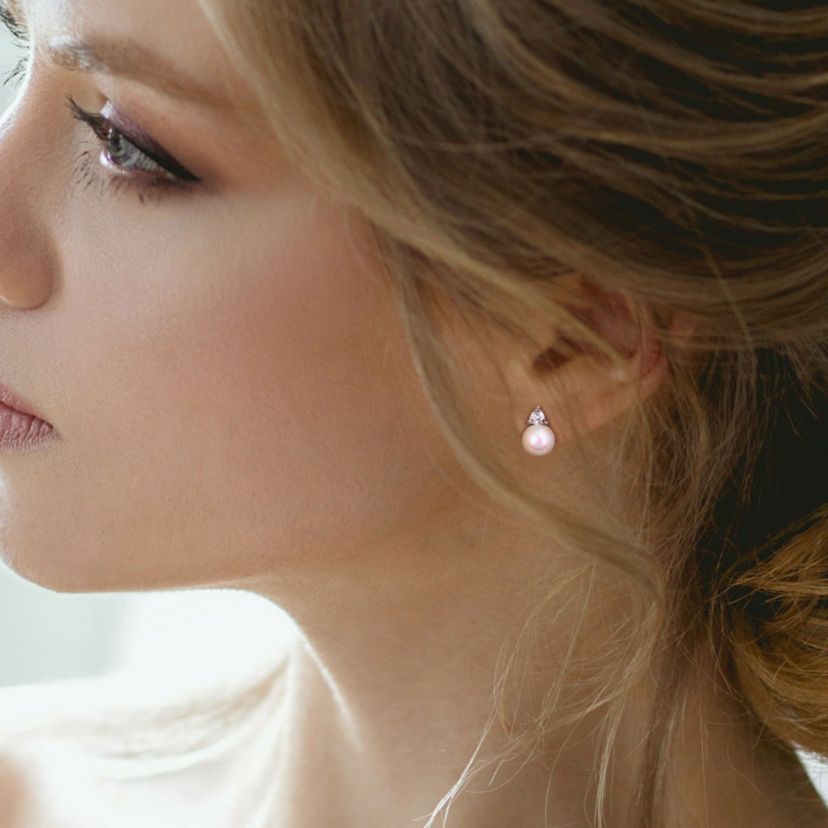 Lab Created 2-Pc Set of Freshwater Cultured Pearl and Created White Sapphire Stud Earrings and Pendant with Chain in 10K White Gold