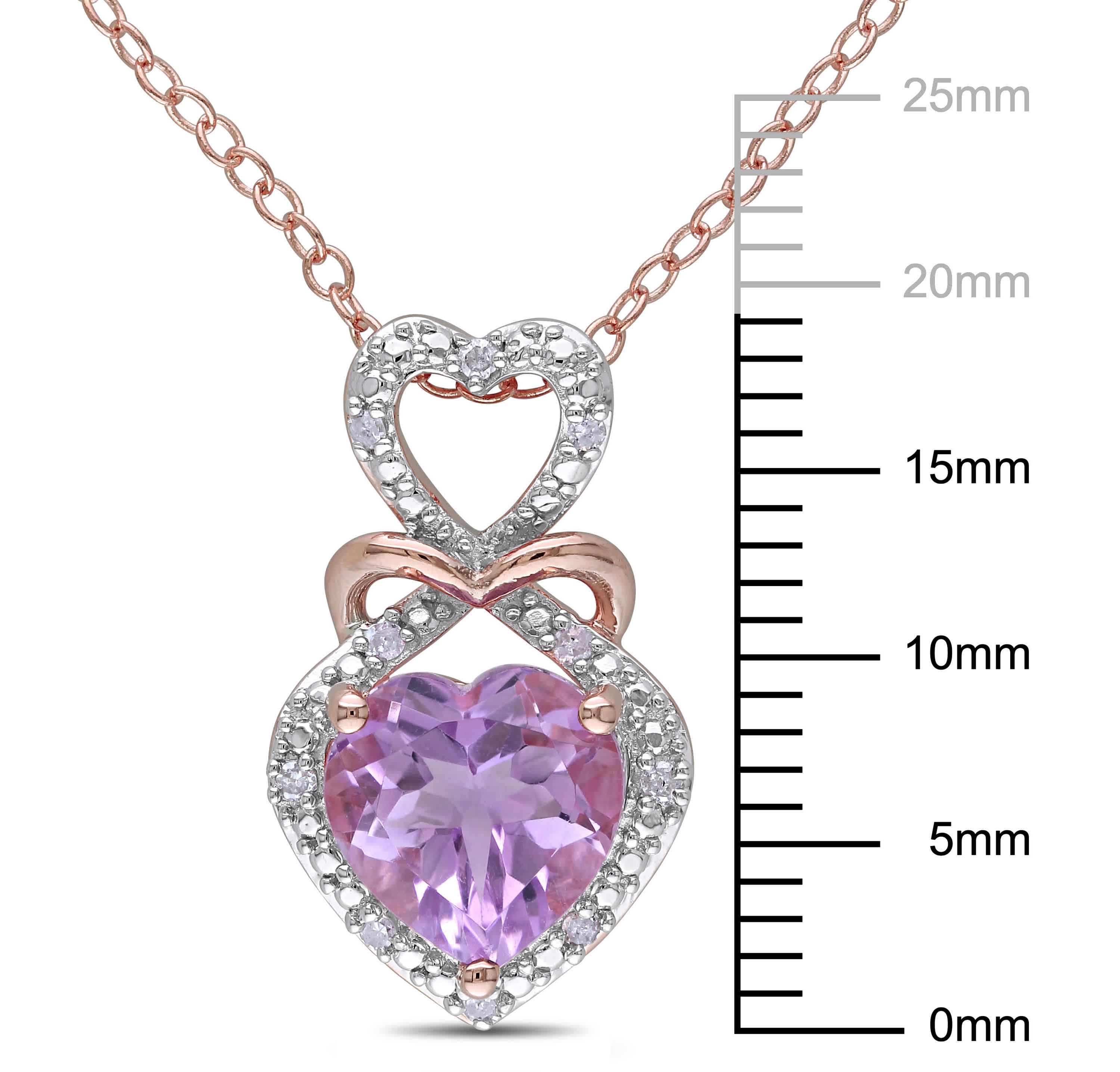 Rose de France and 1/10 ct. t.w Diamond Heart Pendant with Chain in 2-Tone Sterling Silver