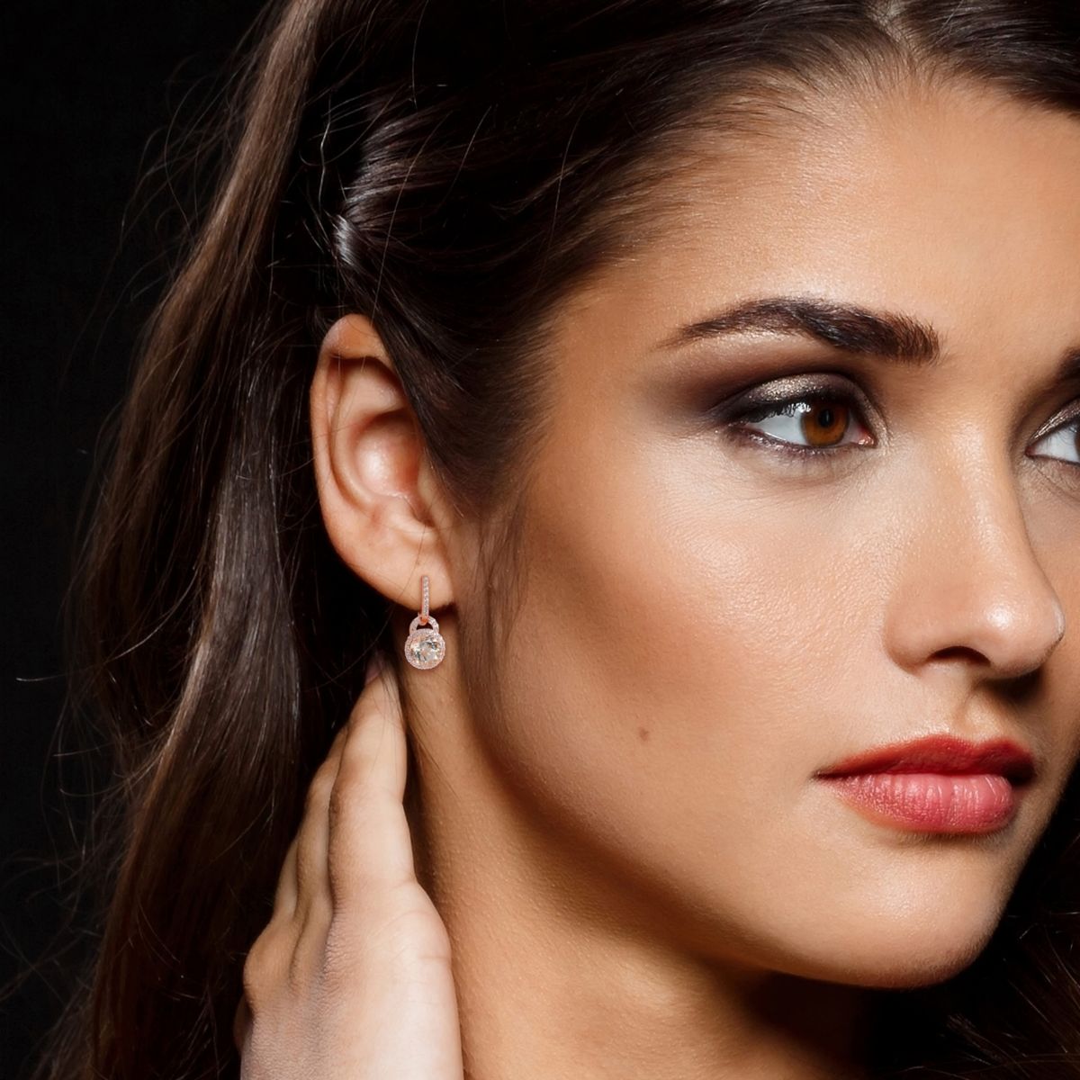 Green Quartz and White Topaz Cuff Earrings in 2-Tone Sterling Silver