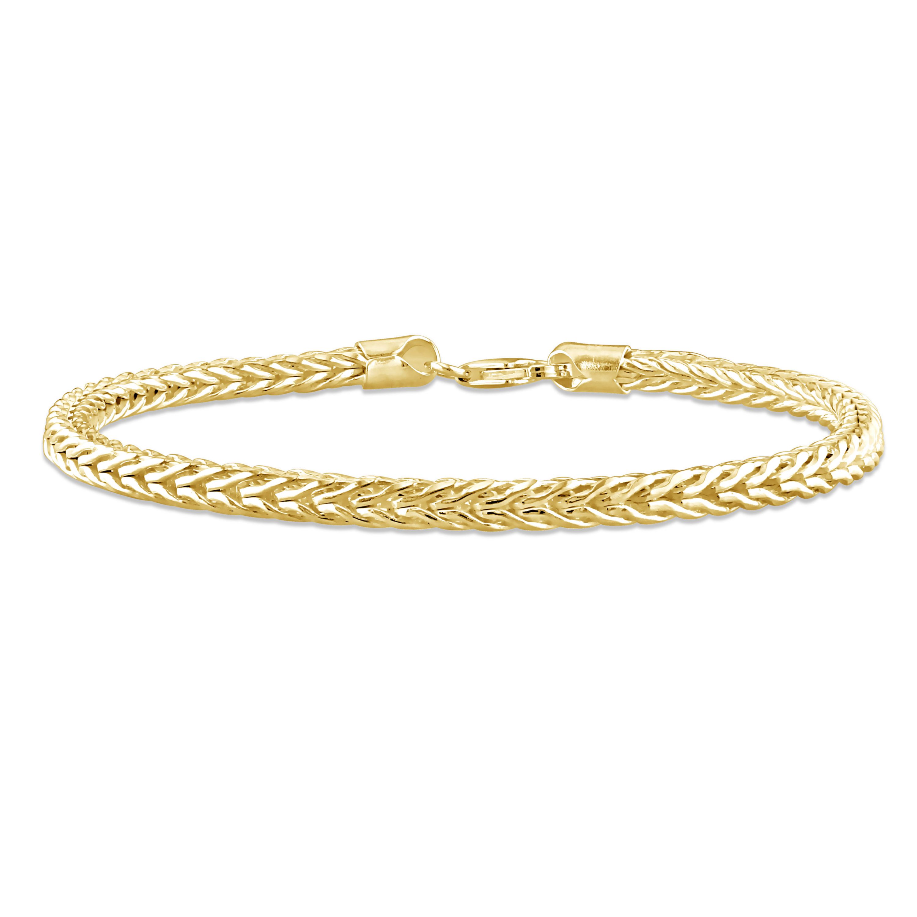 4.2MM Foxtail Chain Anklet in Yellow Plated Sterling Silver, 9"