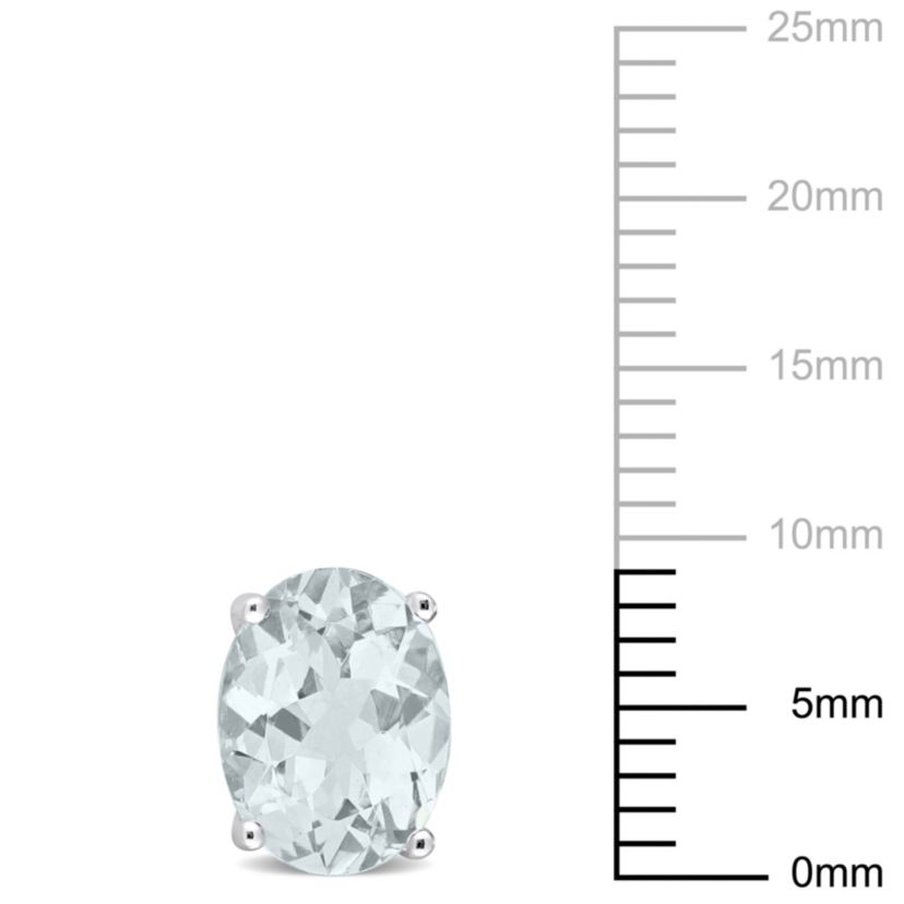 Aquamarine Oval Stud Earrings in Sterling Silver