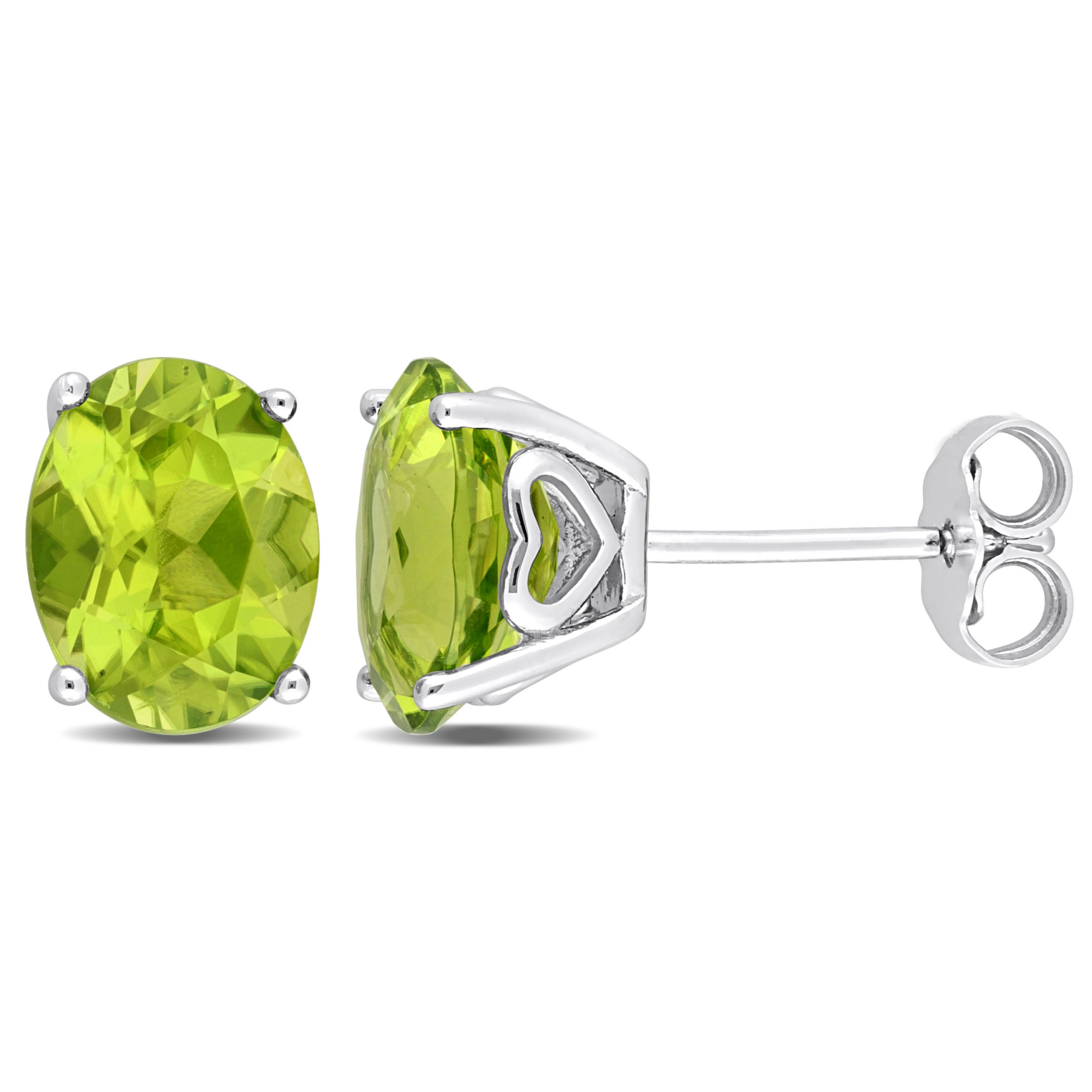Peridot Oval Stud Earrings in Sterling Silver