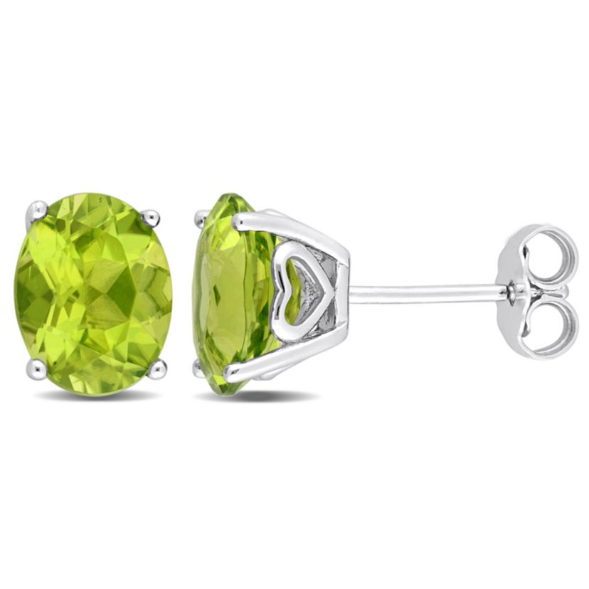 Peridot Oval Stud Earrings in Sterling Silver