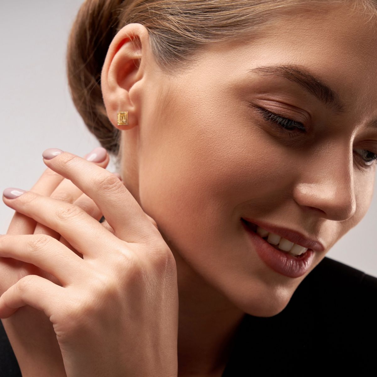 Citrine Stud Earrings in Sterling Silver