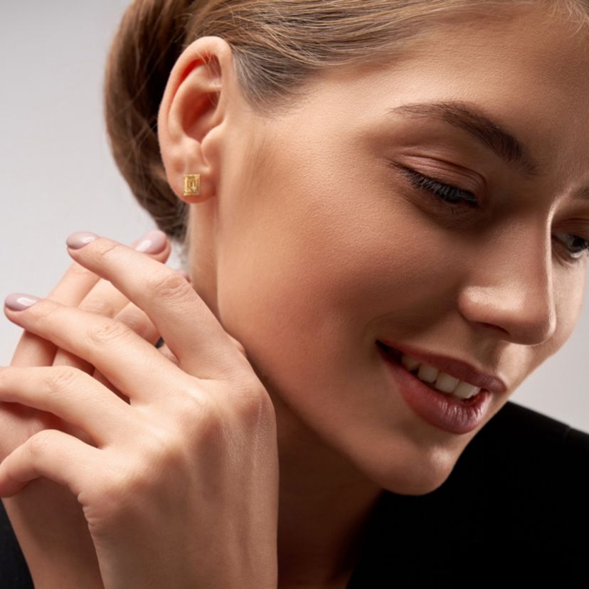 Citrine Stud Earrings in Sterling Silver