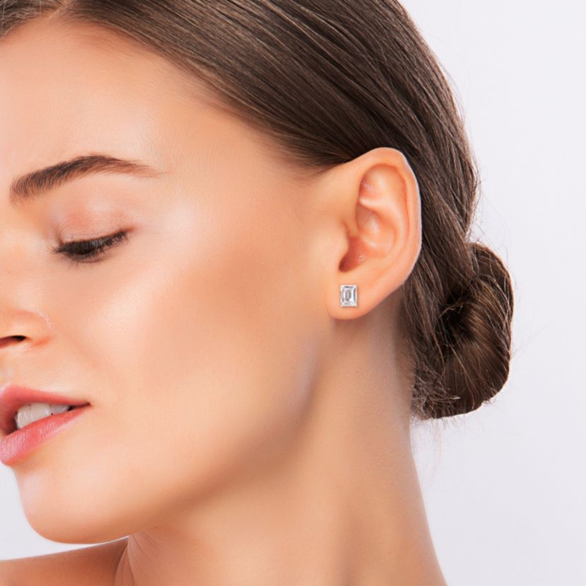 White Topaz Stud Earrings in Sterling Silver
