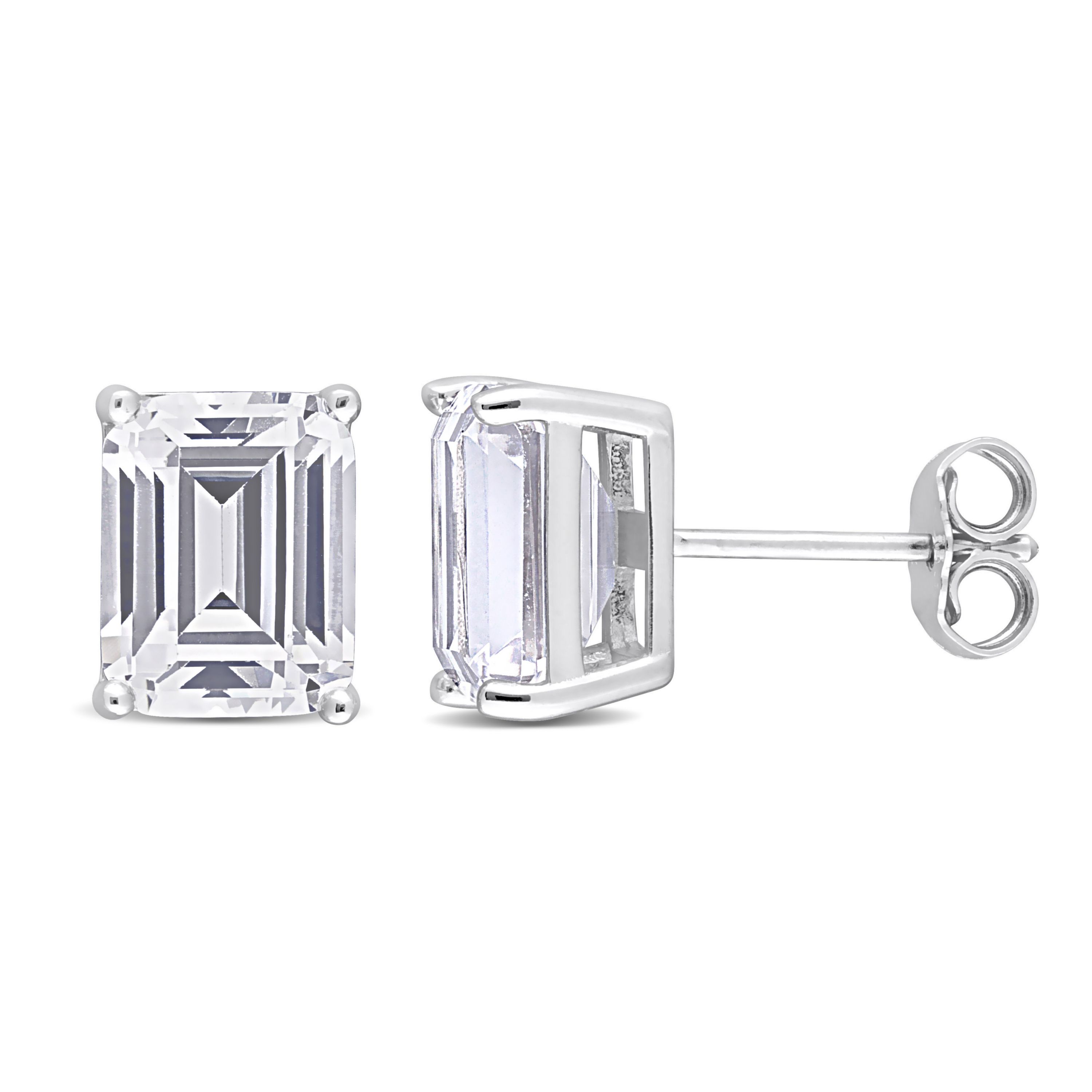 Lab Created Created White Sapphire Stud Earrings in Sterling Silver