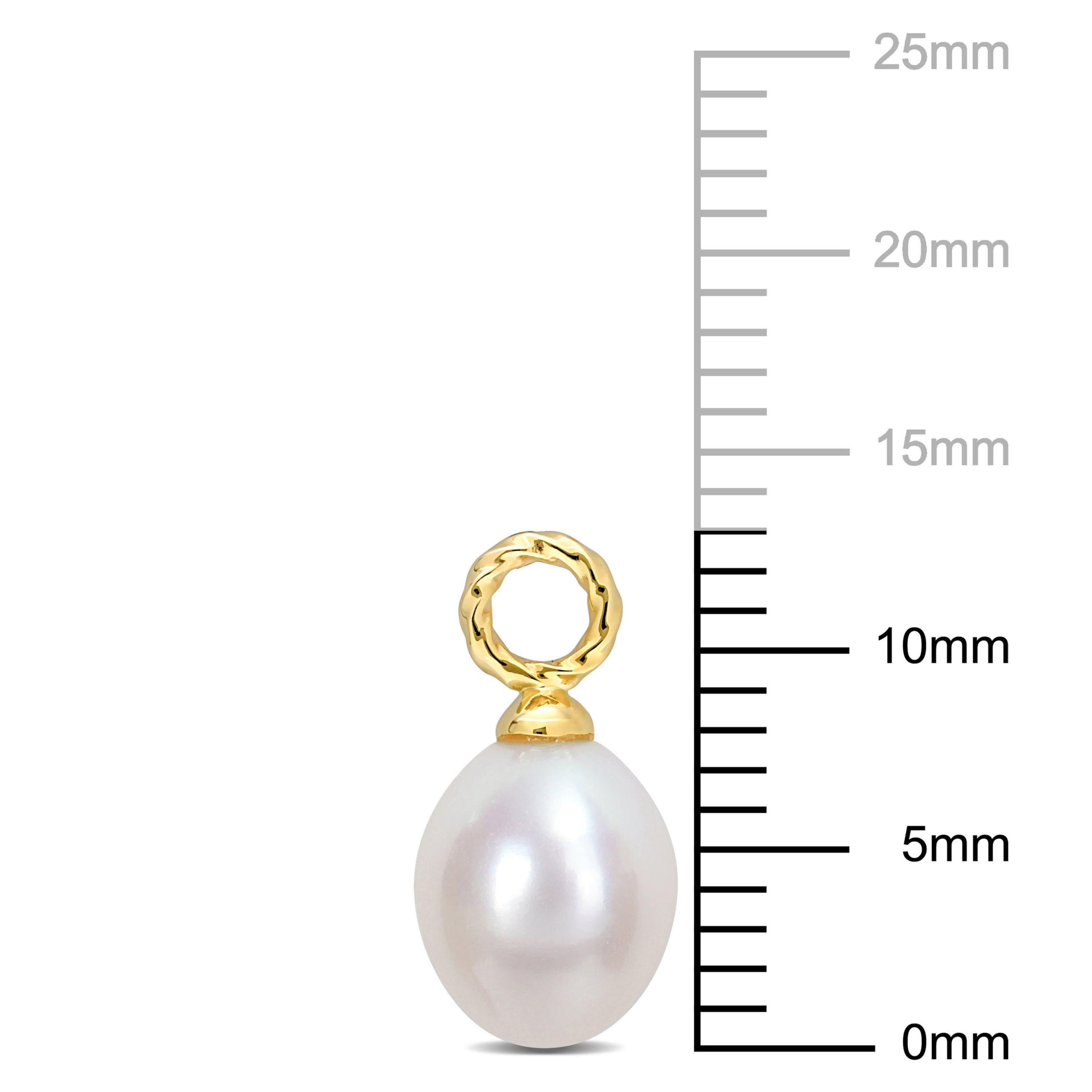 7-7.5mm Freshwater Cultured Pearl Drop Earrings in 10K Yellow Gold