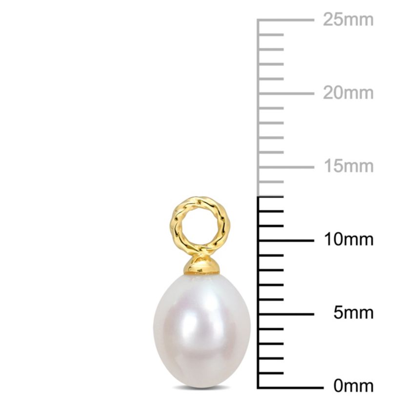 7-7.5mm Freshwater Cultured Pearl Drop Earrings in 10K Yellow Gold