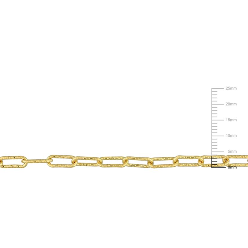 3.5MM Fancy Cut Paperclip Chain Anklet in Yellow Plated Sterling Silver, 9"