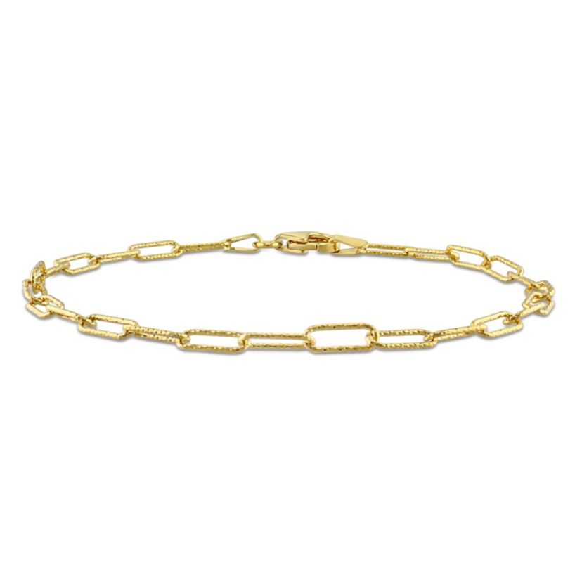 3mm Paperclip Link Bracelet Anklet in Yellow Plated Sterling Silver