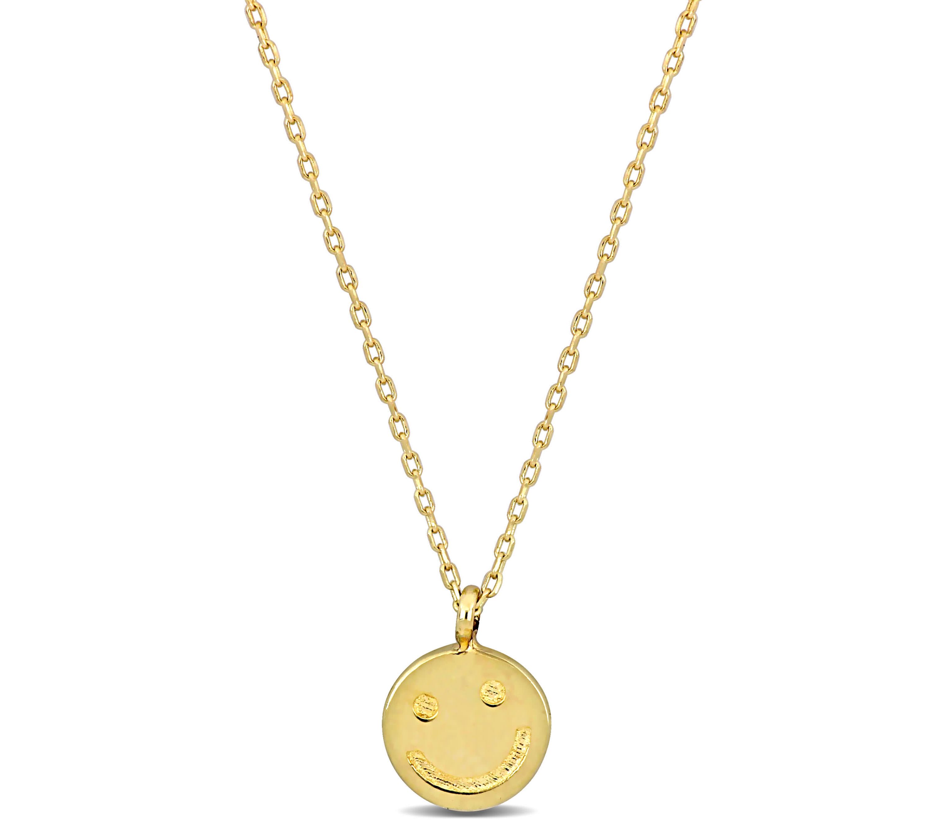 Smiley Face Pendant Necklace in 14K Yellow Gold