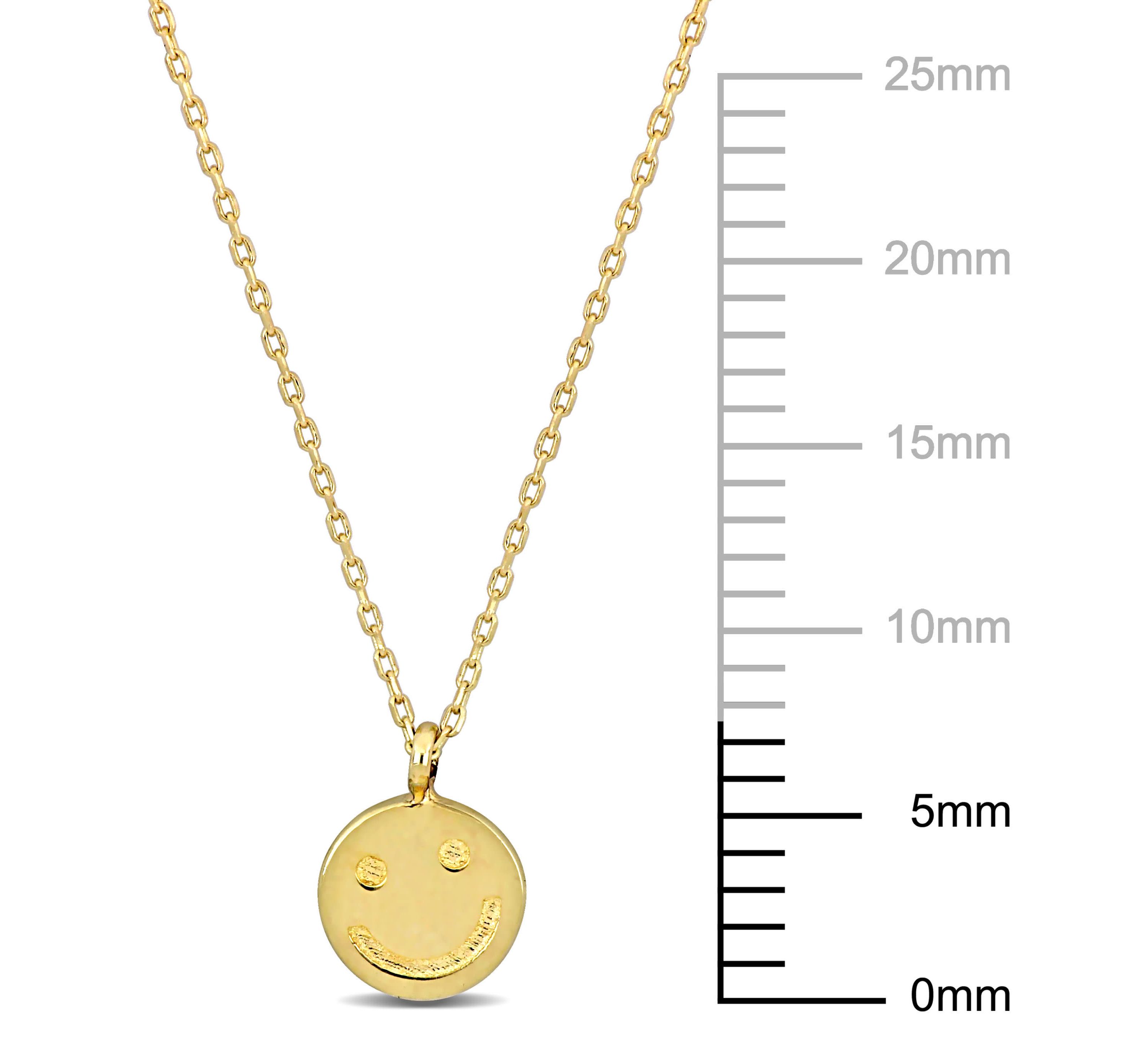 Smiley Face Pendant Necklace in 14K Yellow Gold