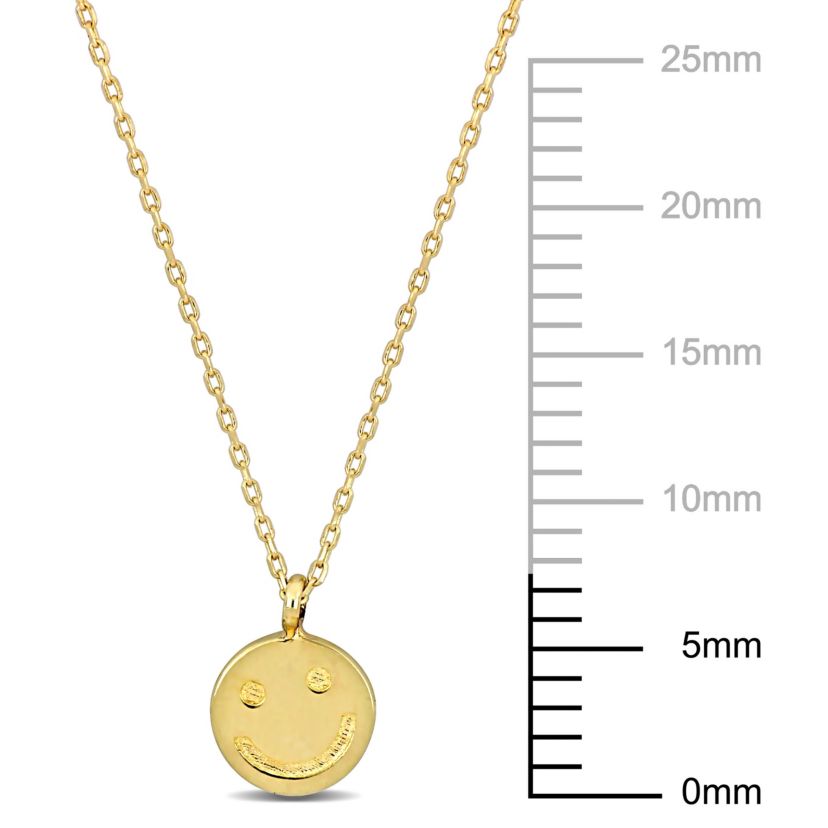 Smiley Face Pendant Necklace in 14K Yellow Gold