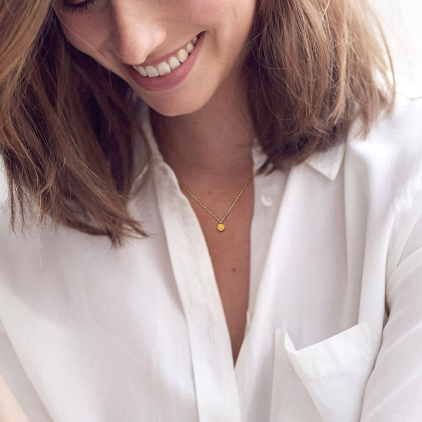 Smiley Face Pendant Necklace in 14K Yellow Gold