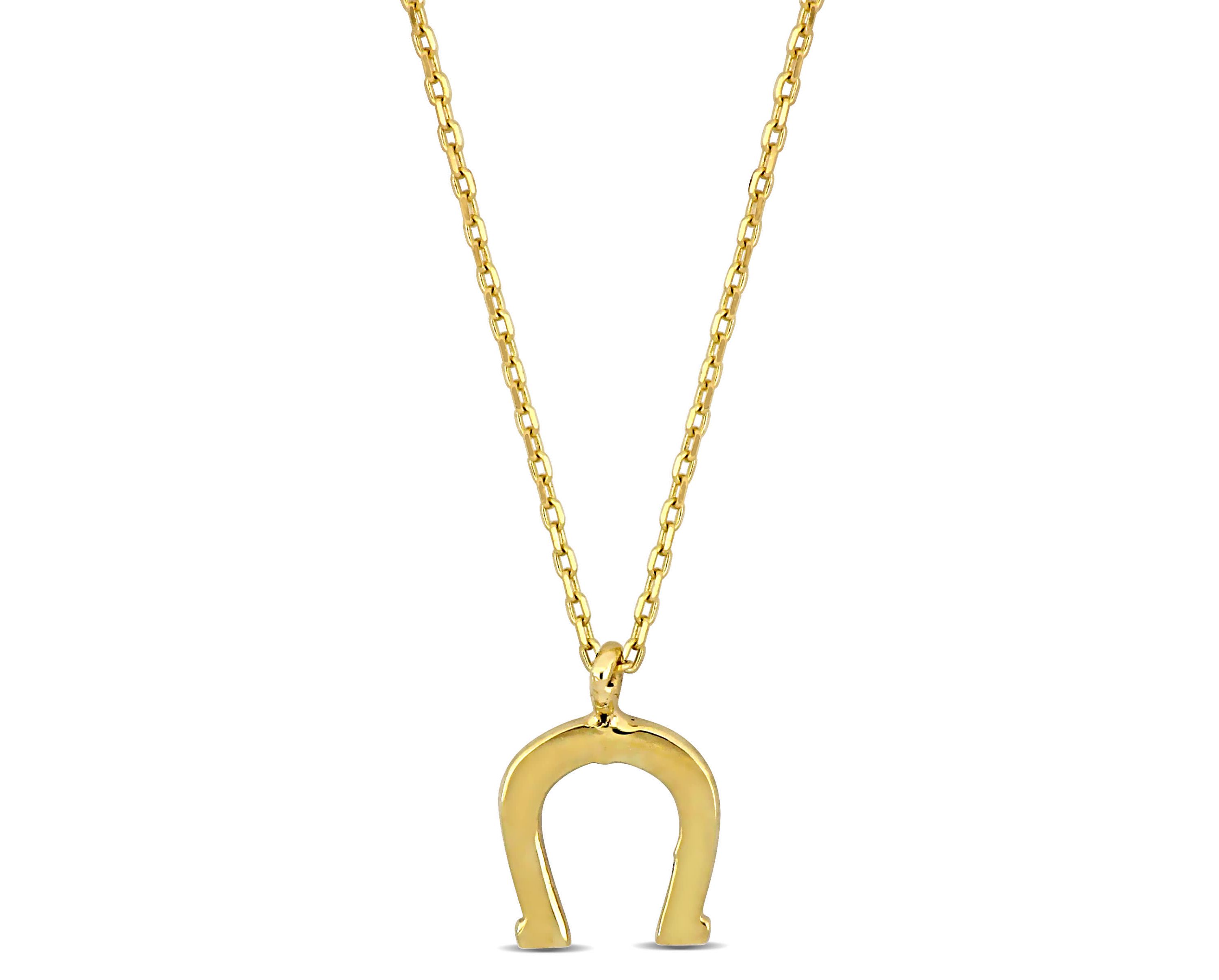 Horseshoe Pendant Necklace in 14K Yellow Gold