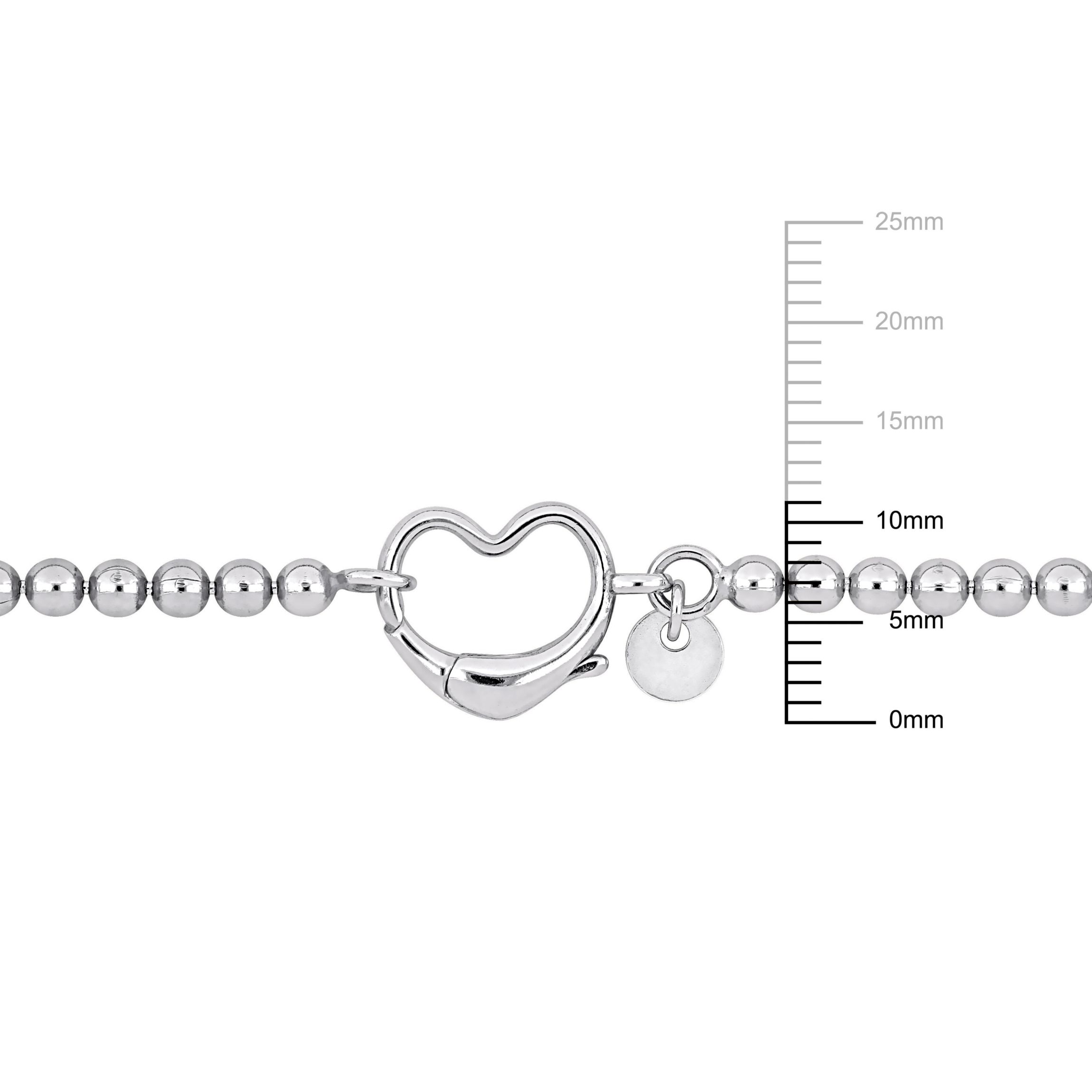 Ball Link Anklet with Heart Clasp in Sterling Silver, 9"