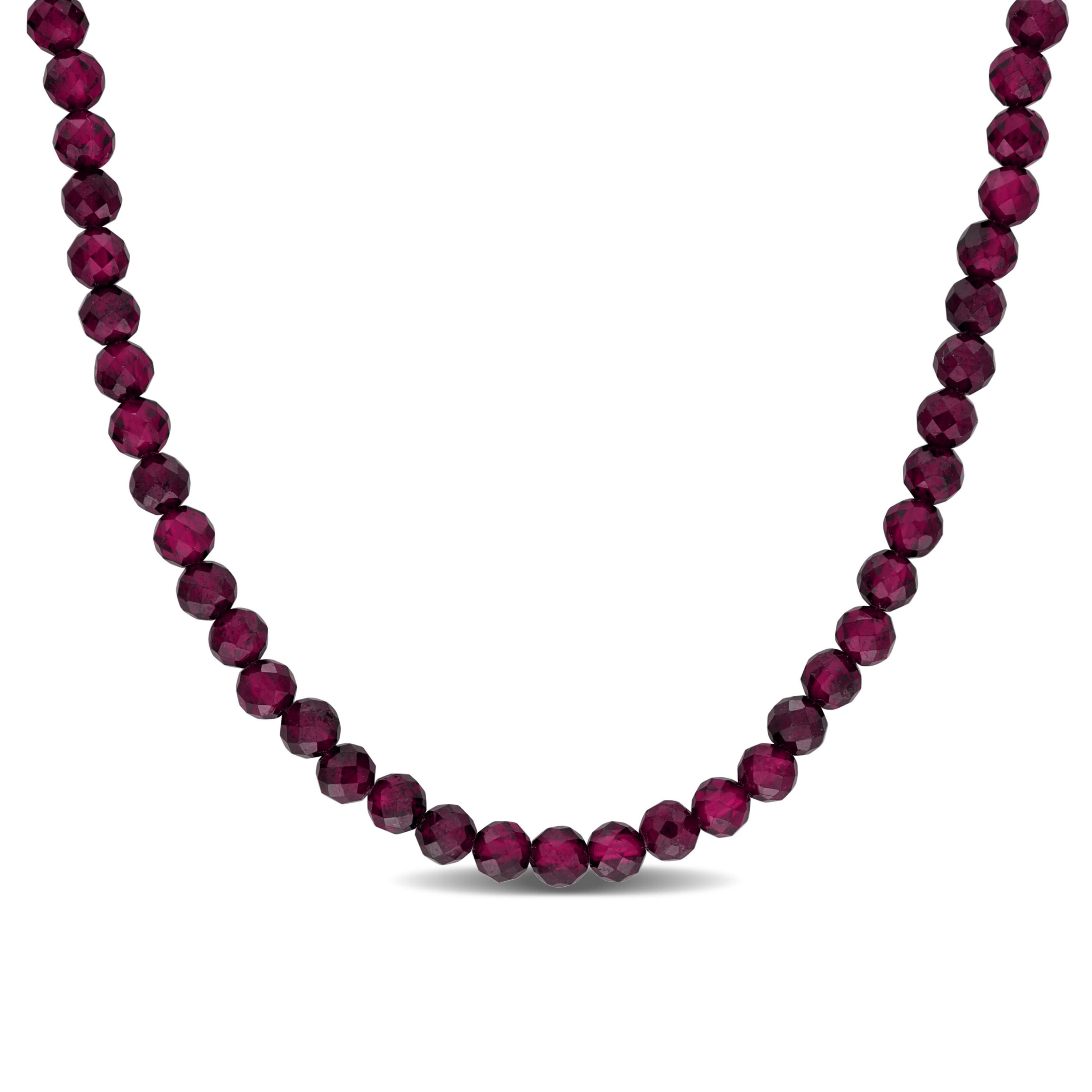 Purple Garnet Stackable Beaded Necklace in Yellow Plated Sterling Silver